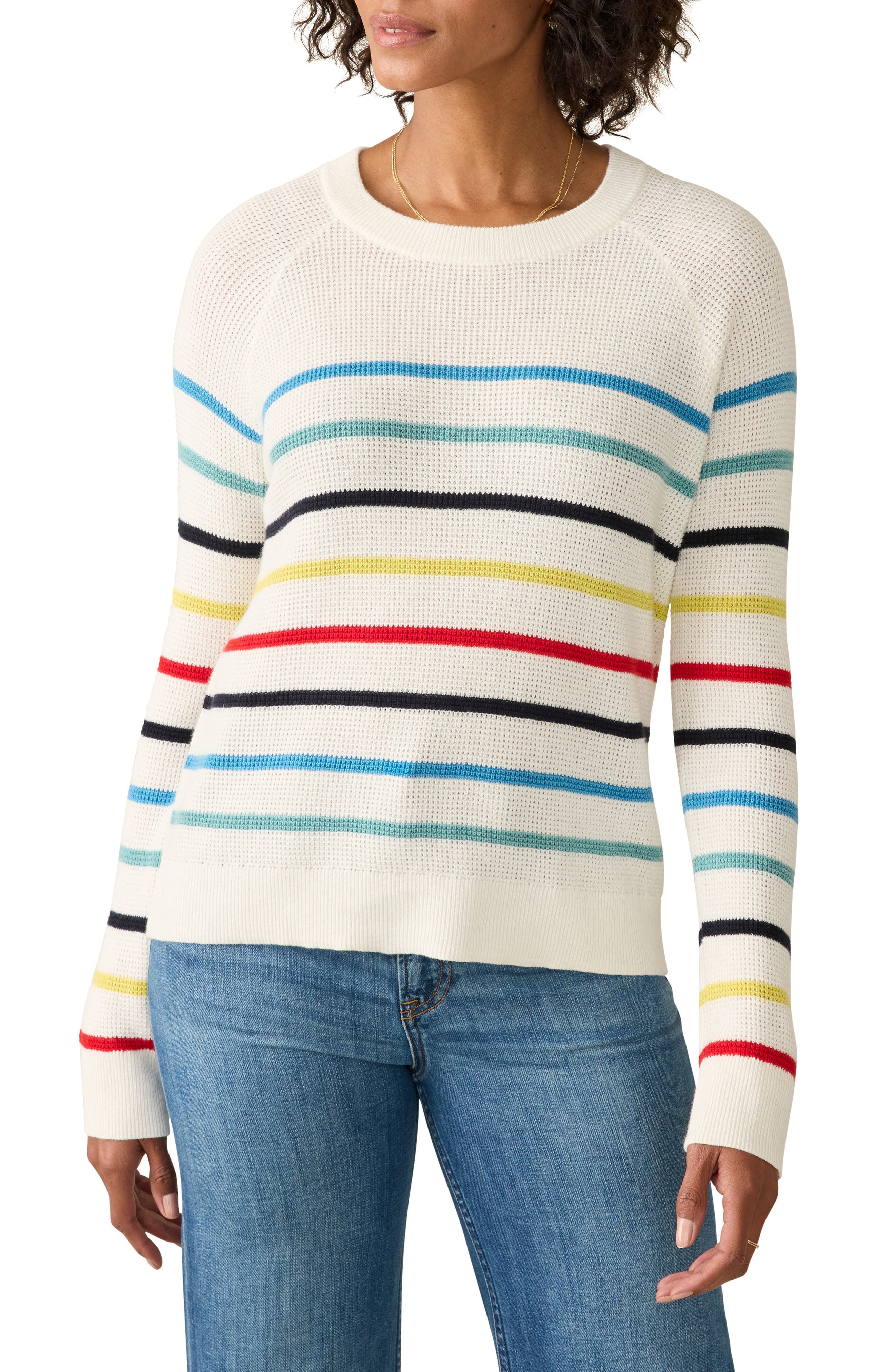 Throwback Waffle Knit Organic Cotton & Cashmere Blend Pullover - image 1
