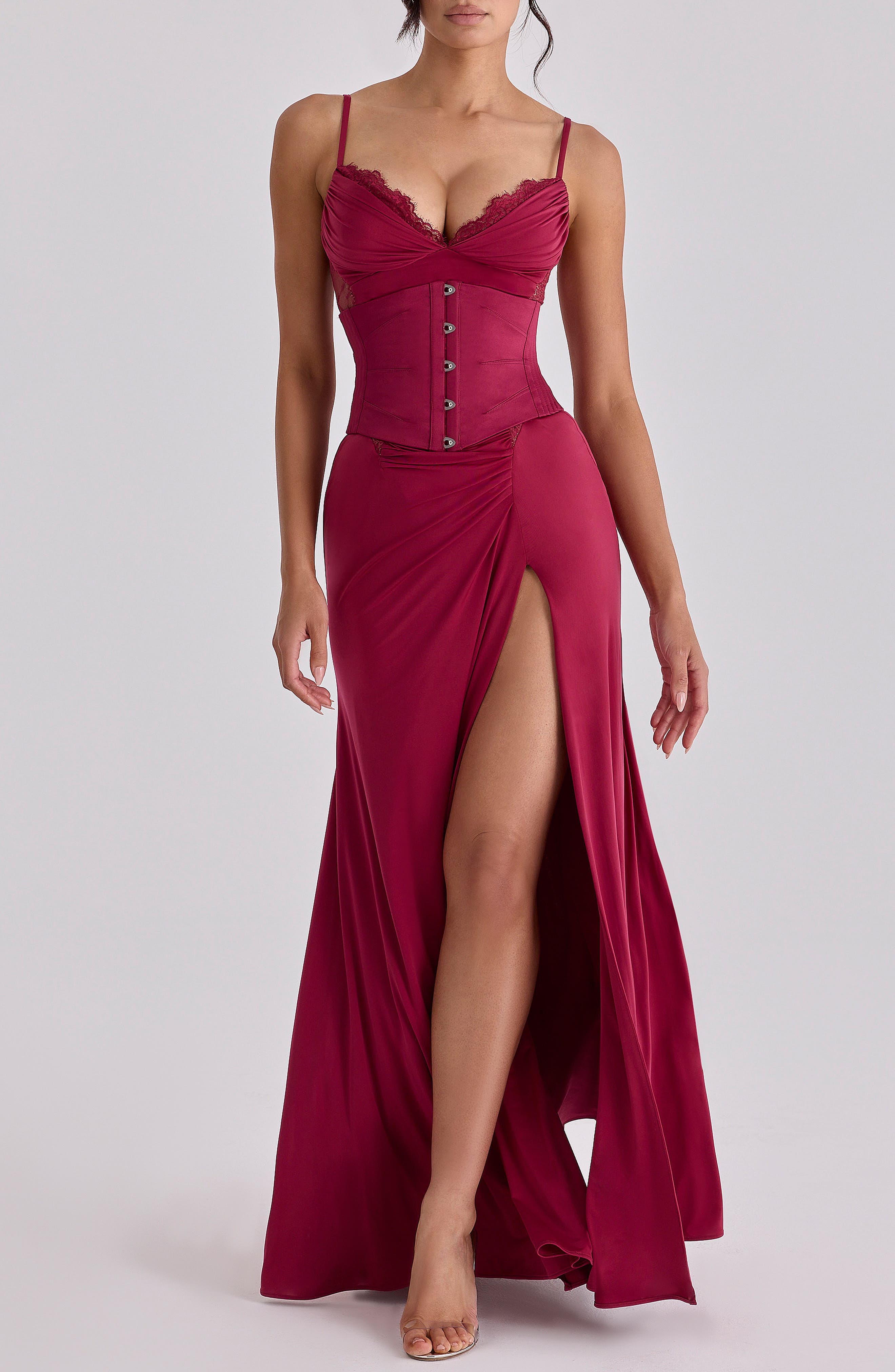 Sabrine Lace Trim Corset Gown - image 1