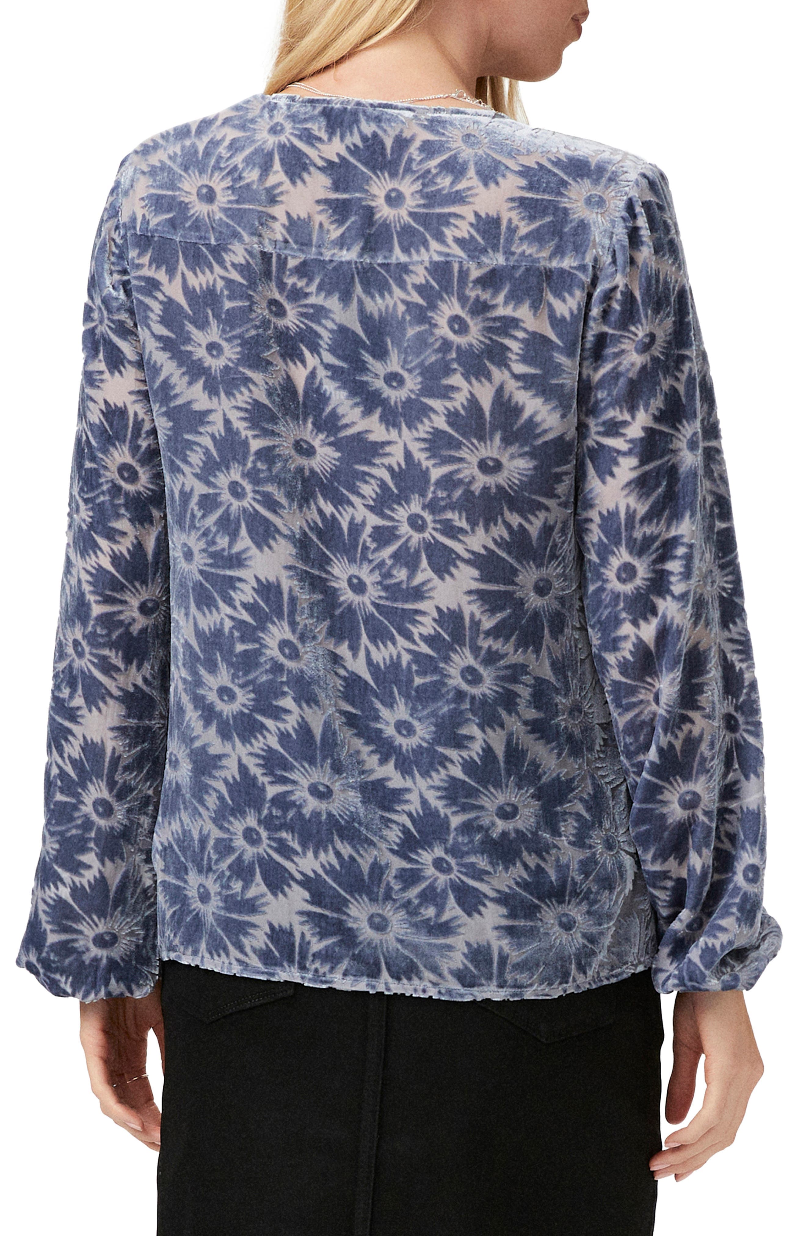 Selmah Velvet Flower Tie Neck Top - image 2