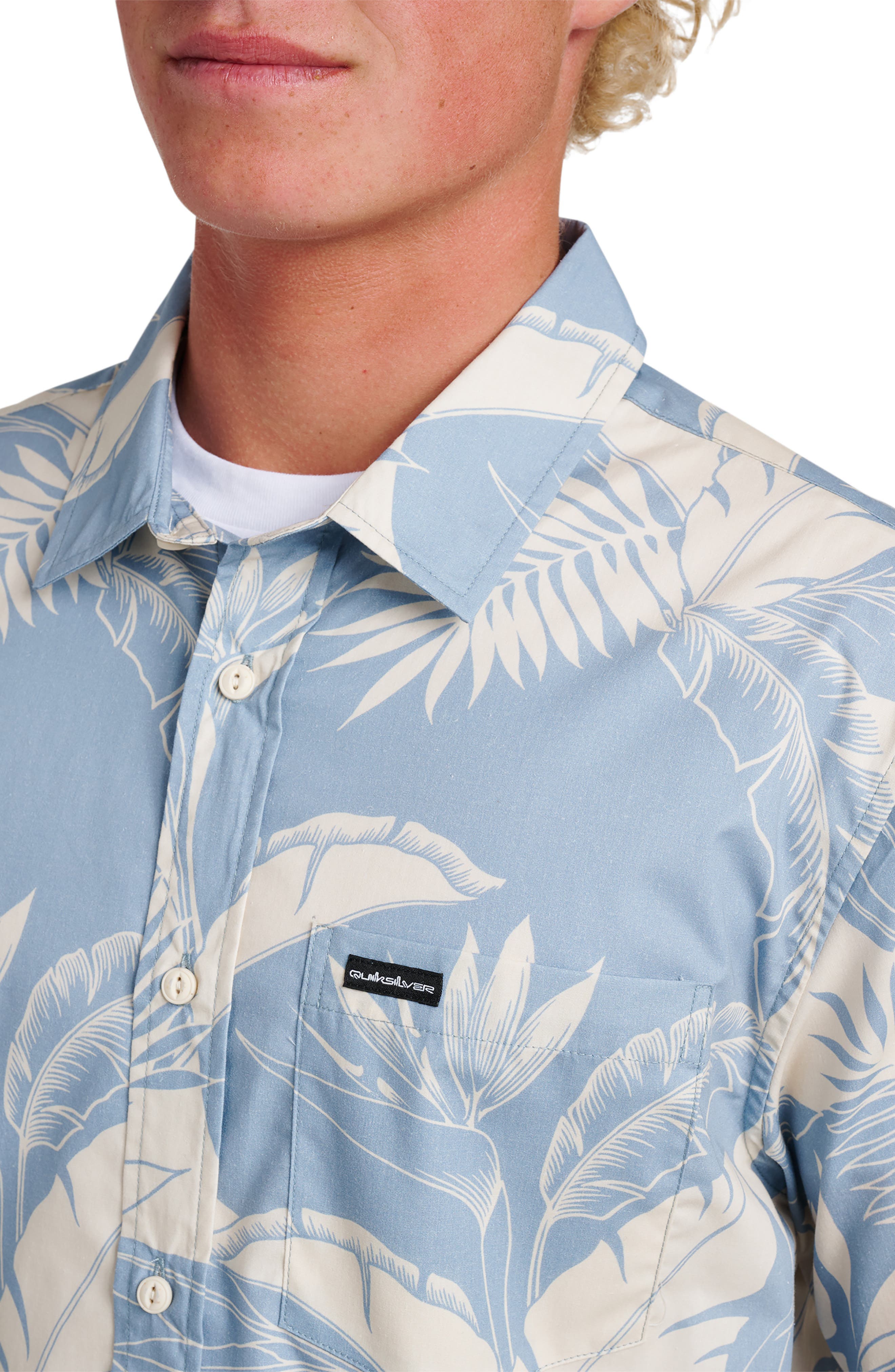 Kahnu Classic Fit Leaf Print Short Sleeve Button-Up Shirt - image 4