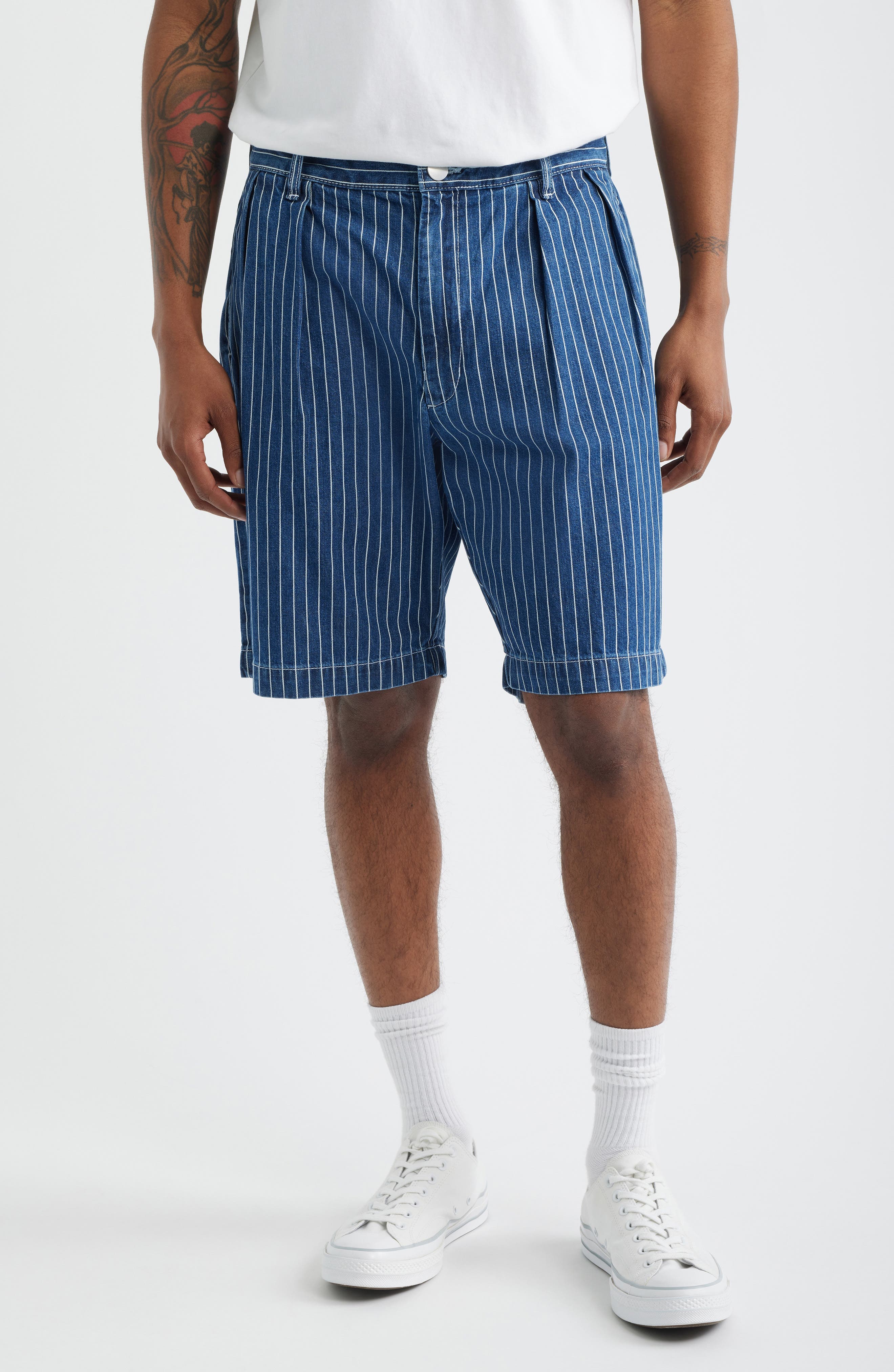 Part Timer Pinstripe Denim Shorts - image 1