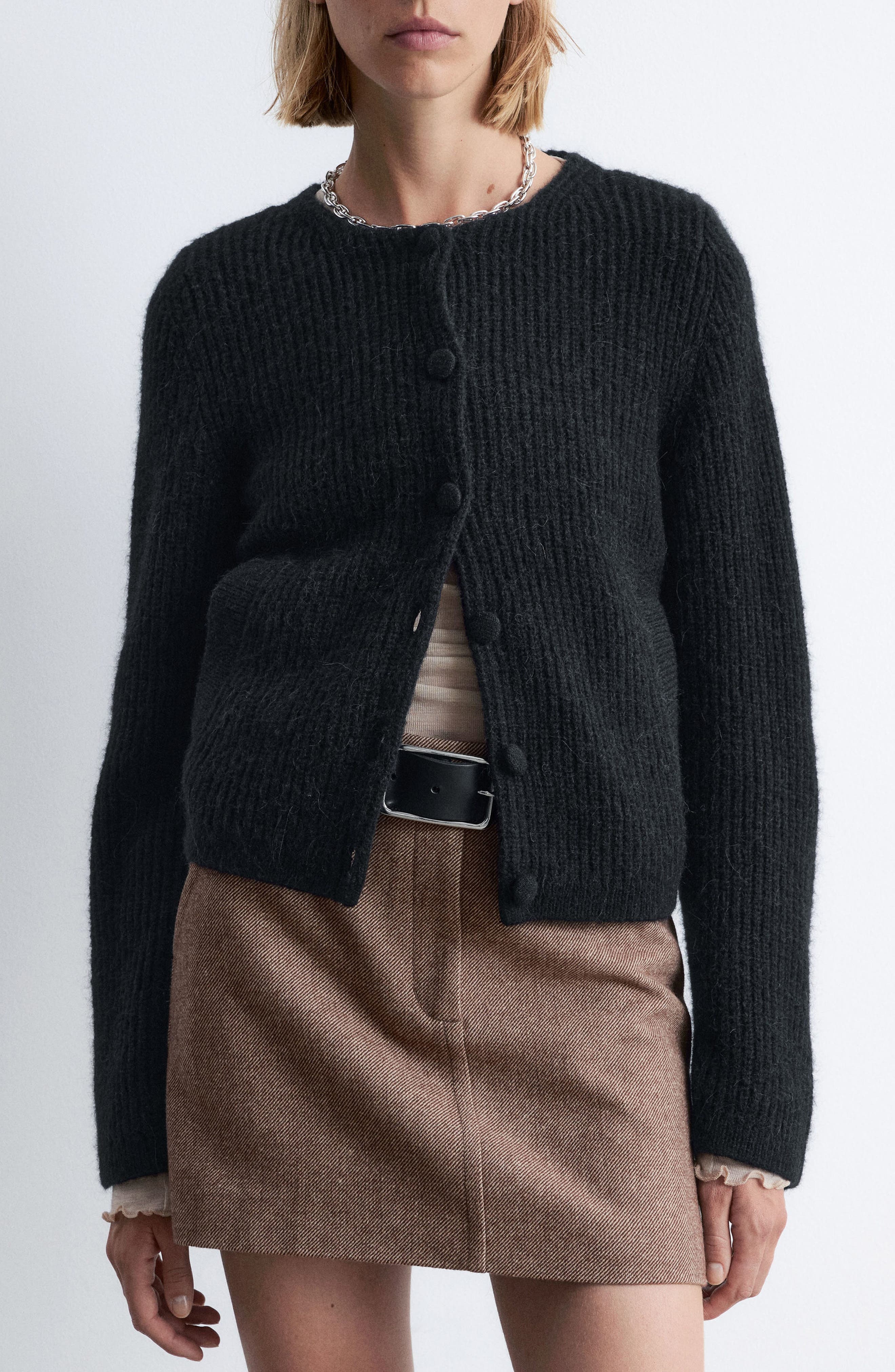 Wool & Alpaca Blend Rib Cardigan - image 1