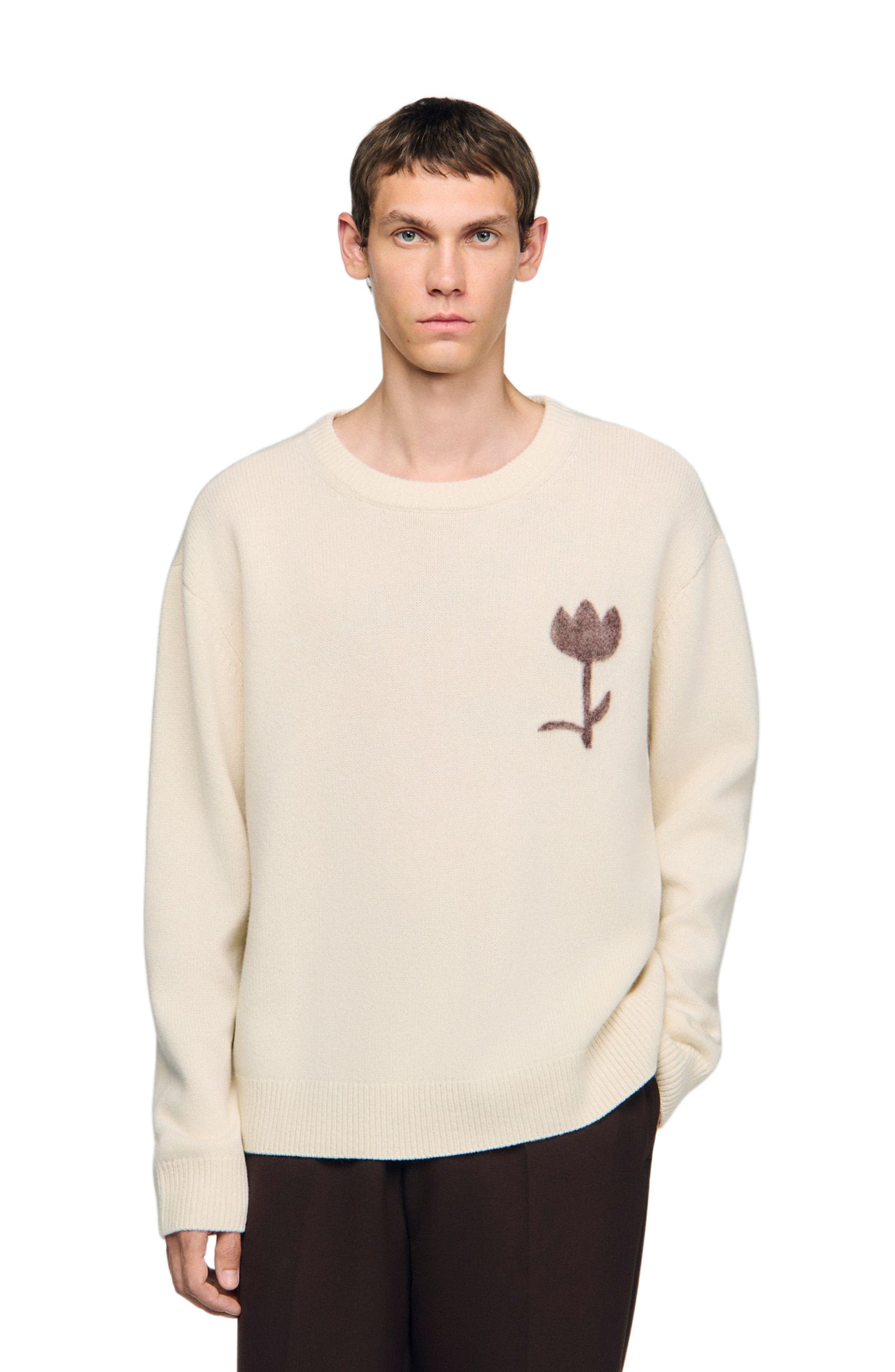 Wool sweater with flower detail - image 1
