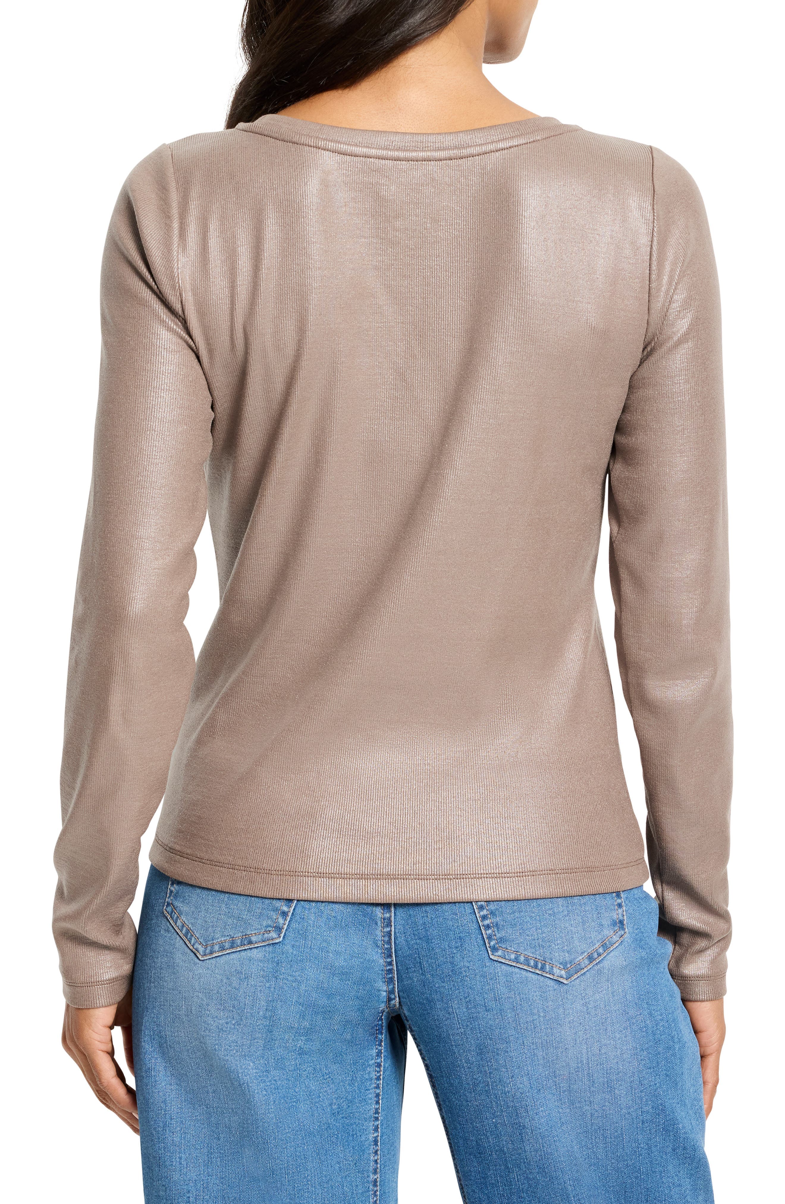 Glazed Ribbed Boat Neck T-Shirt - image 4