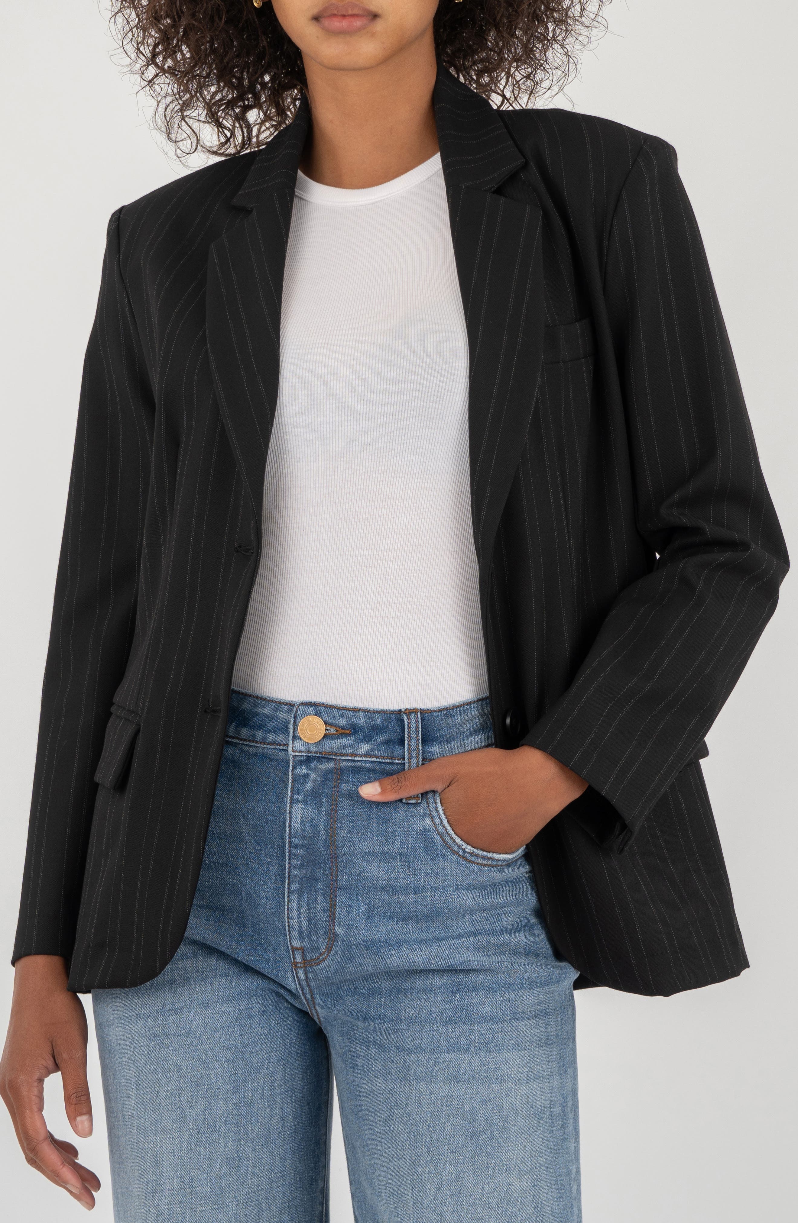 Ellie Pinstripe Stretch Cotton Blend Blazer - image 1