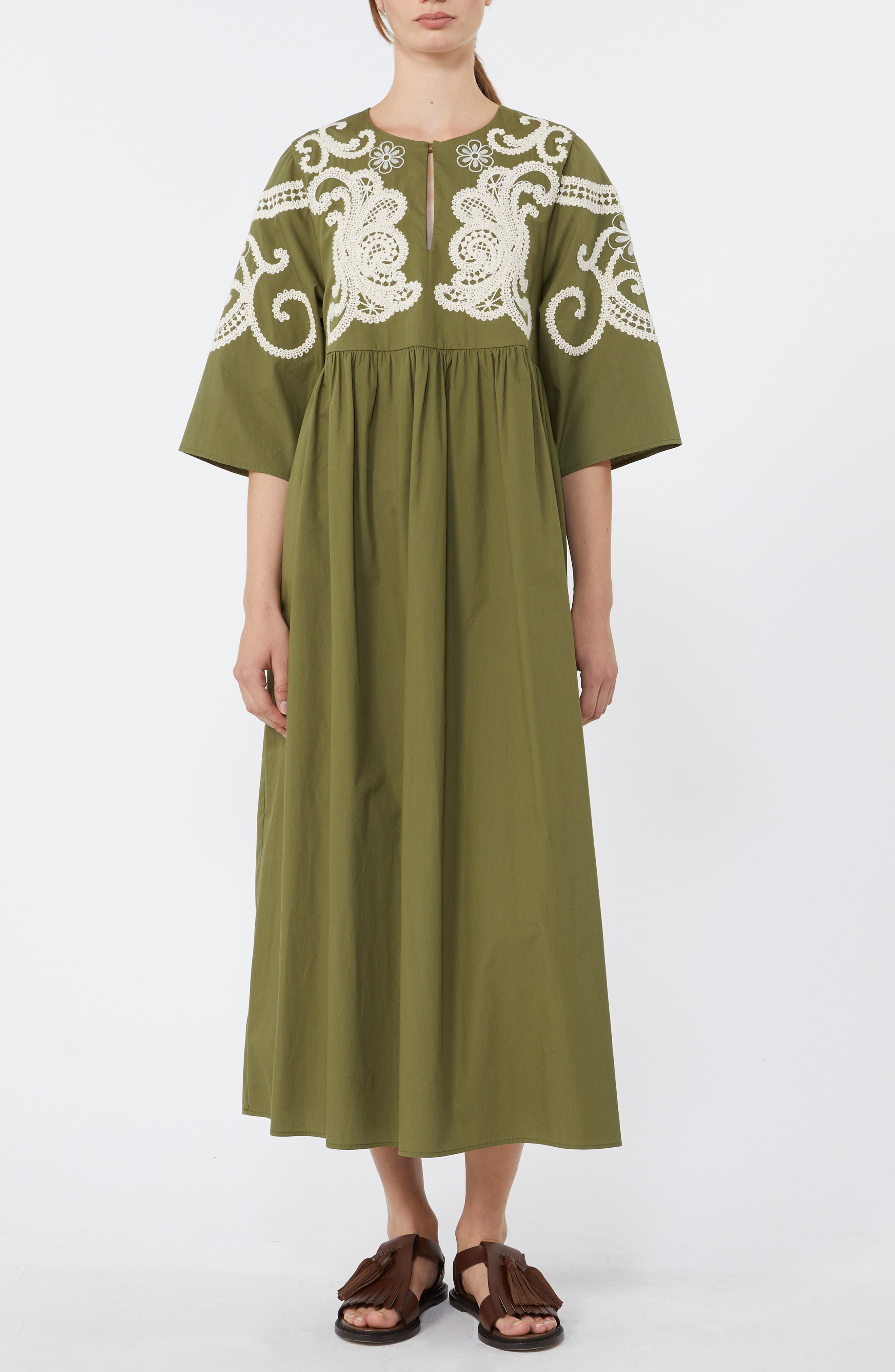 Tilde Embroidered Yoke Cotton Dress - image 1