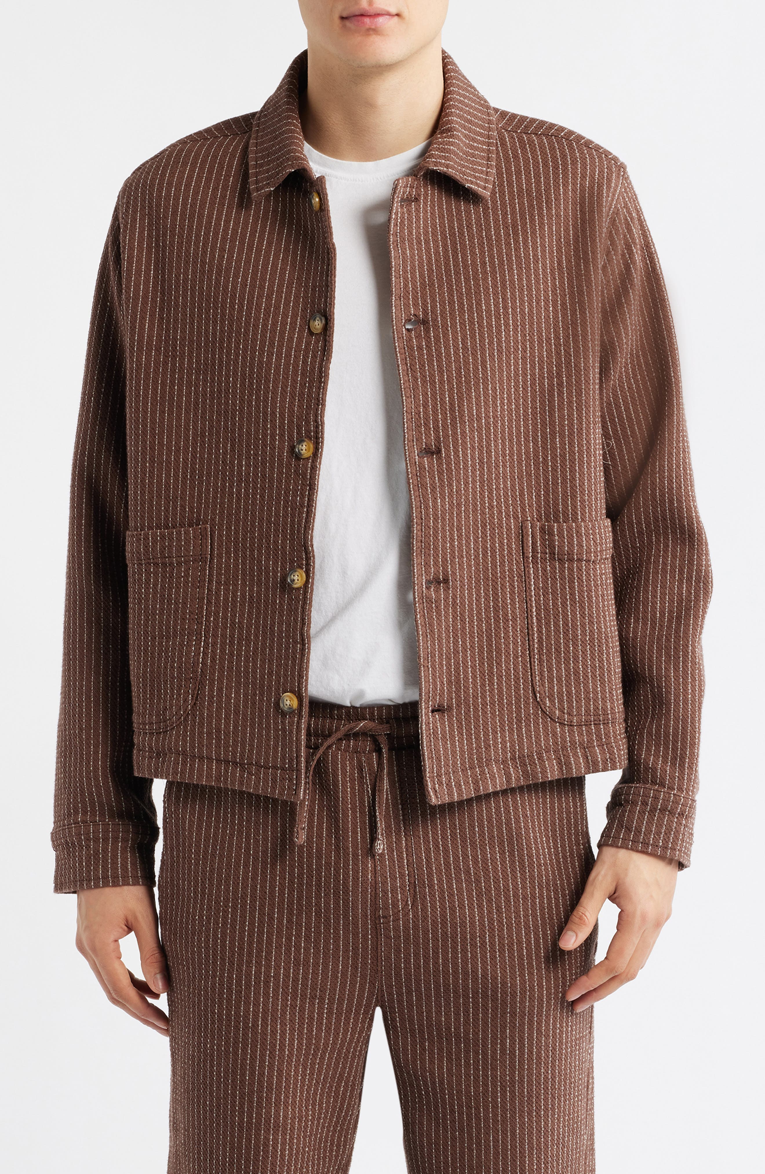 Sorrento Pinstripe Cotton & Linen Button-Up Overshirt - image 1