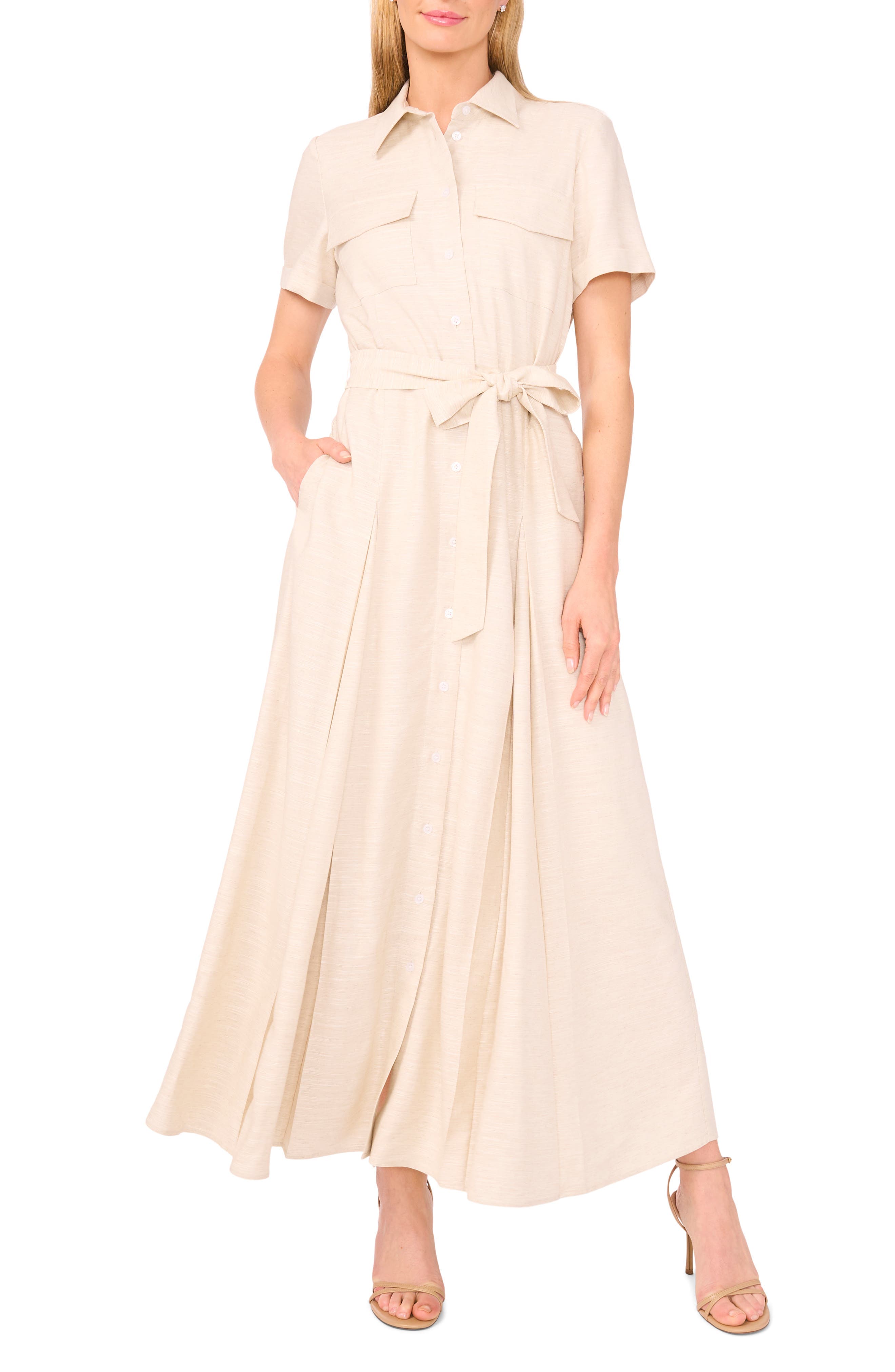 Short Sleeve Belted Shirtdress - image 1