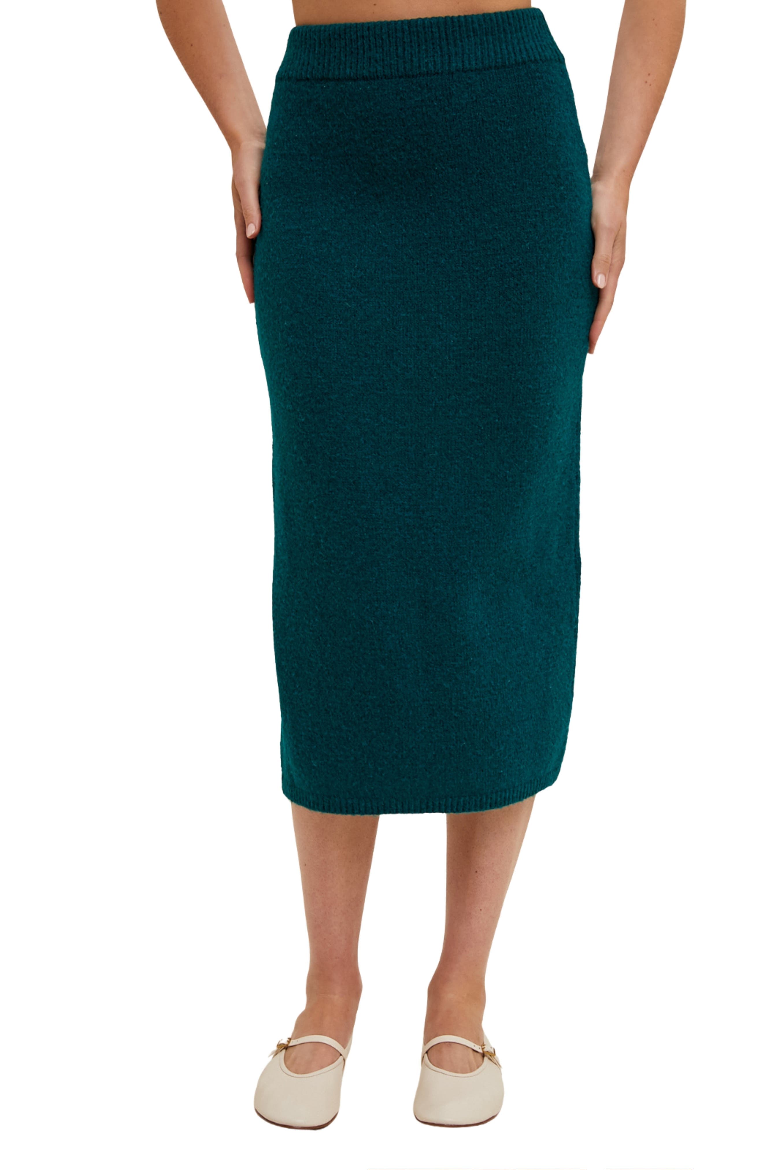 Brushed Knit Sweater Midi Skirt - image 1