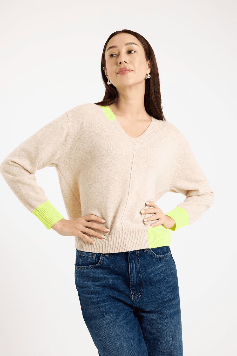 Maria V-Neck 100% Cashmere Sweater - image 1
