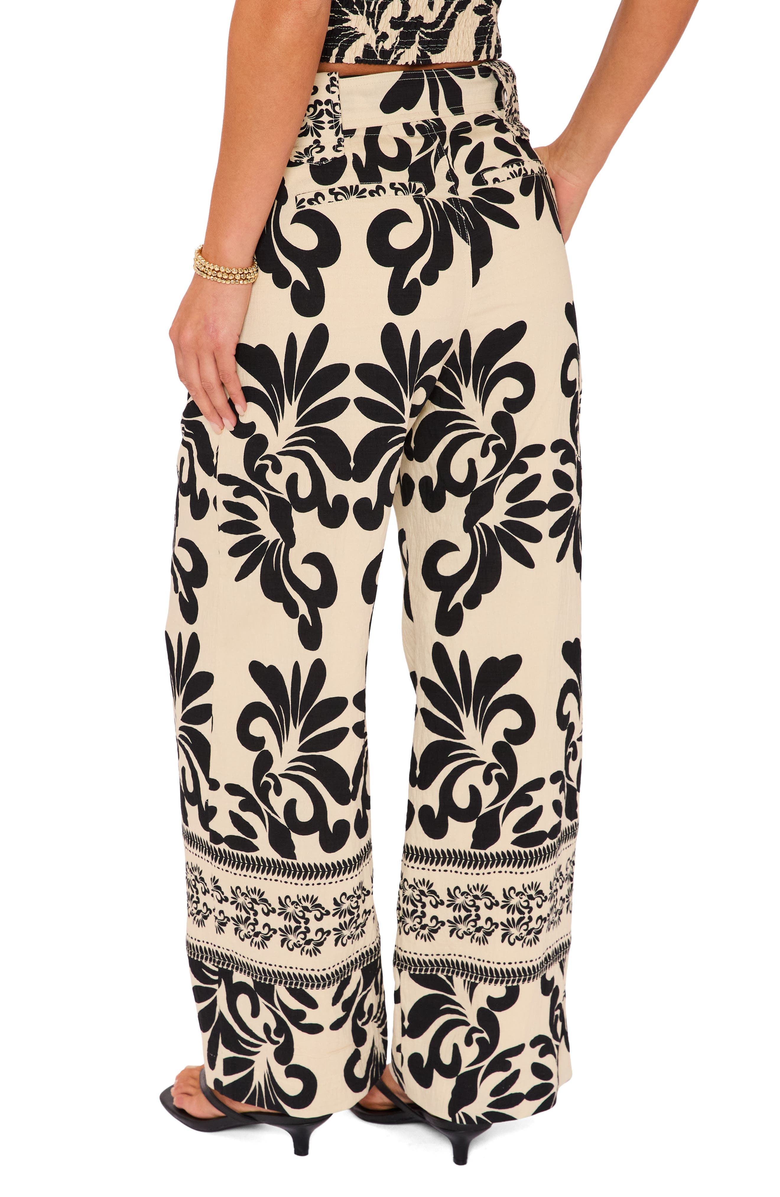 Coastal Print Tie Waist Wide Leg Pants - image 2