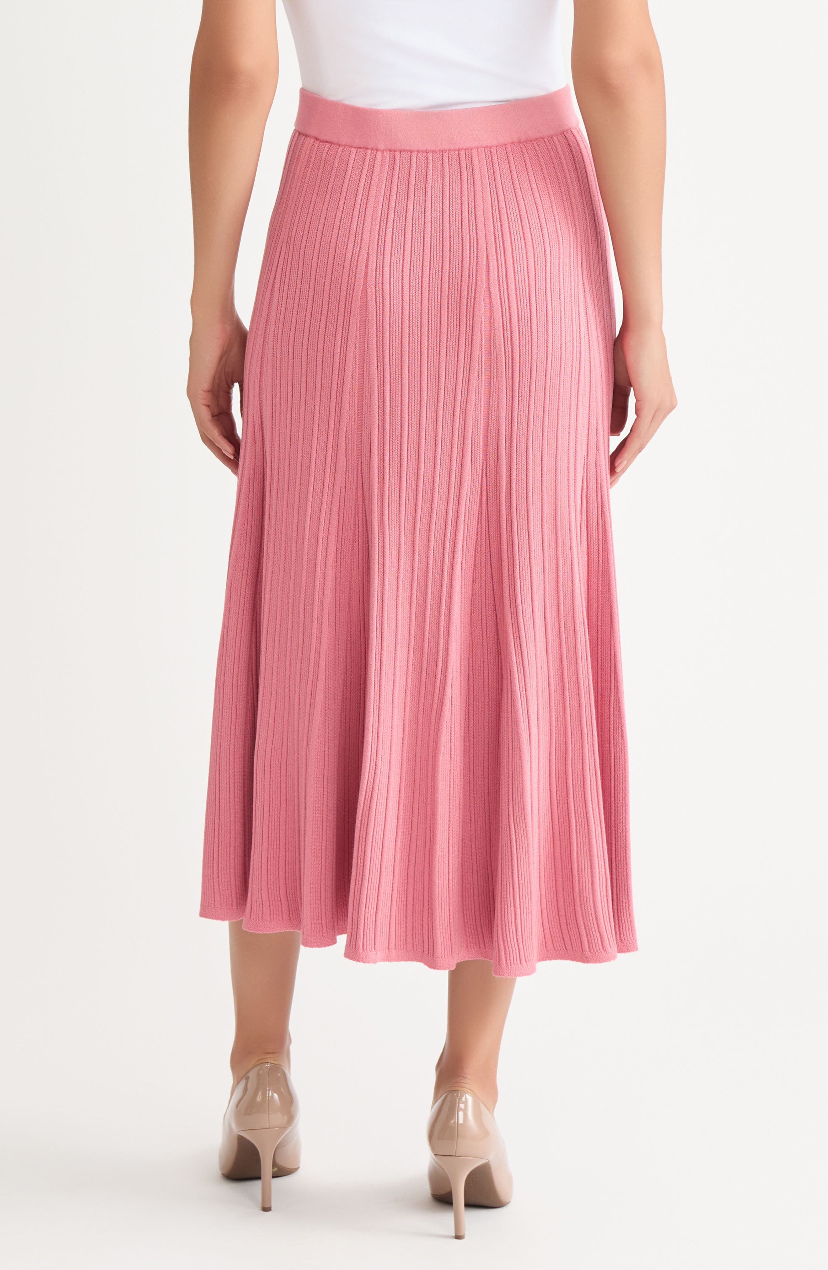 Rib Flare Midi Skirt - image 2