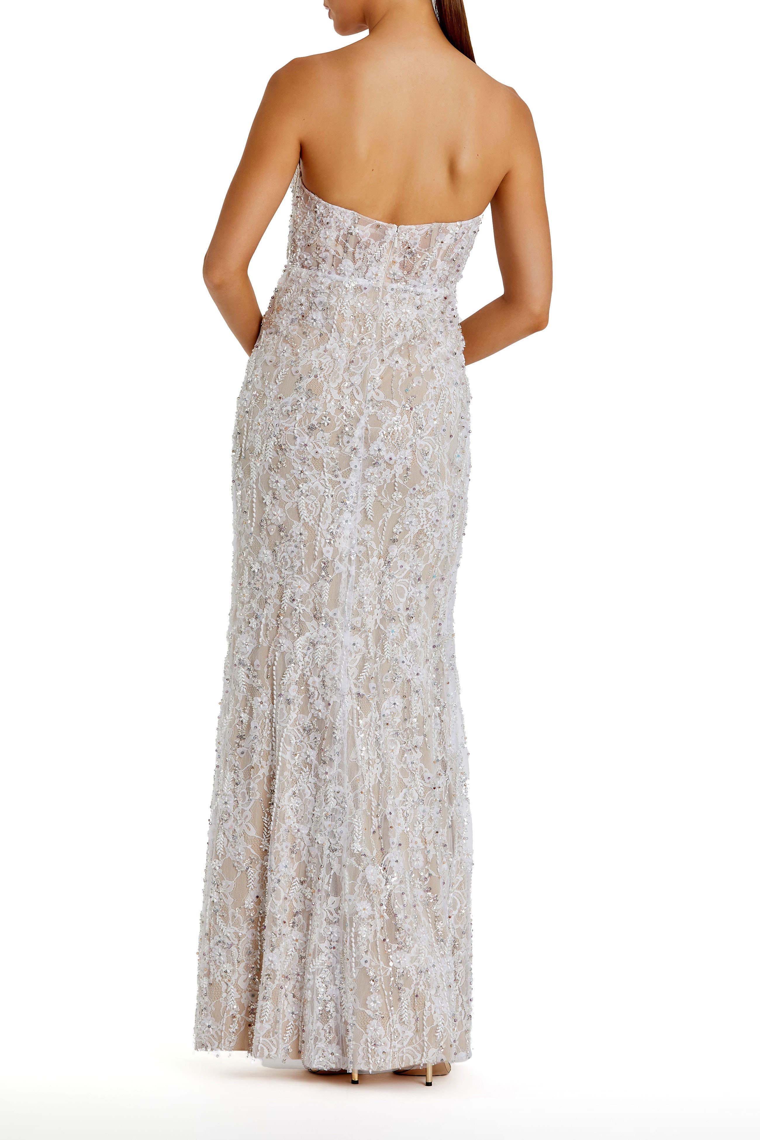 Embellished Applique Strapless Bustier Gown - image 4