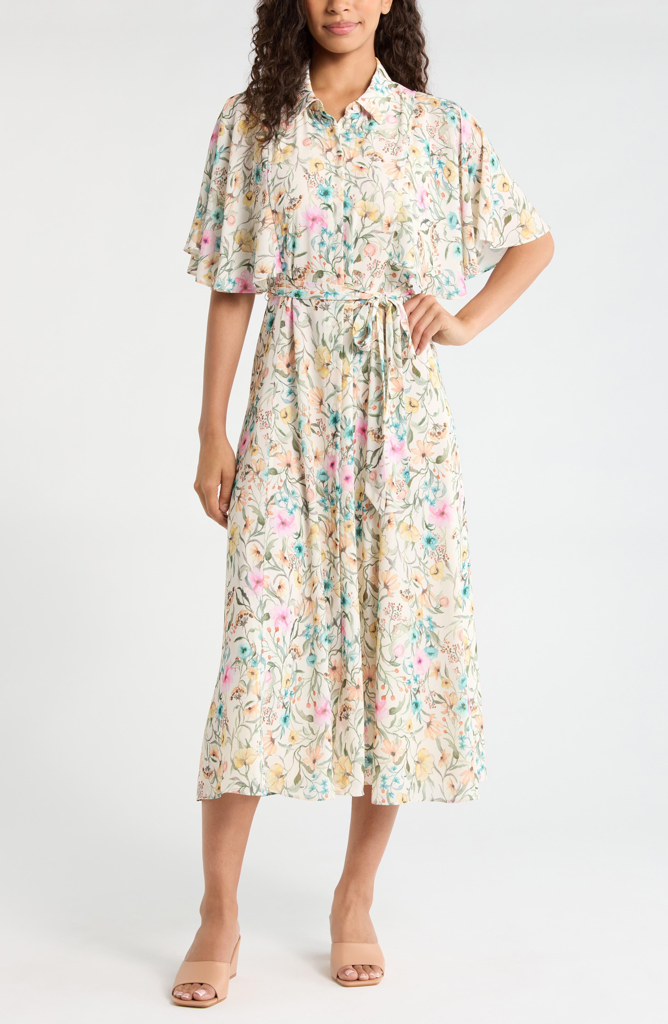 Print Flutter Sleeve Maxi Dress - image 1