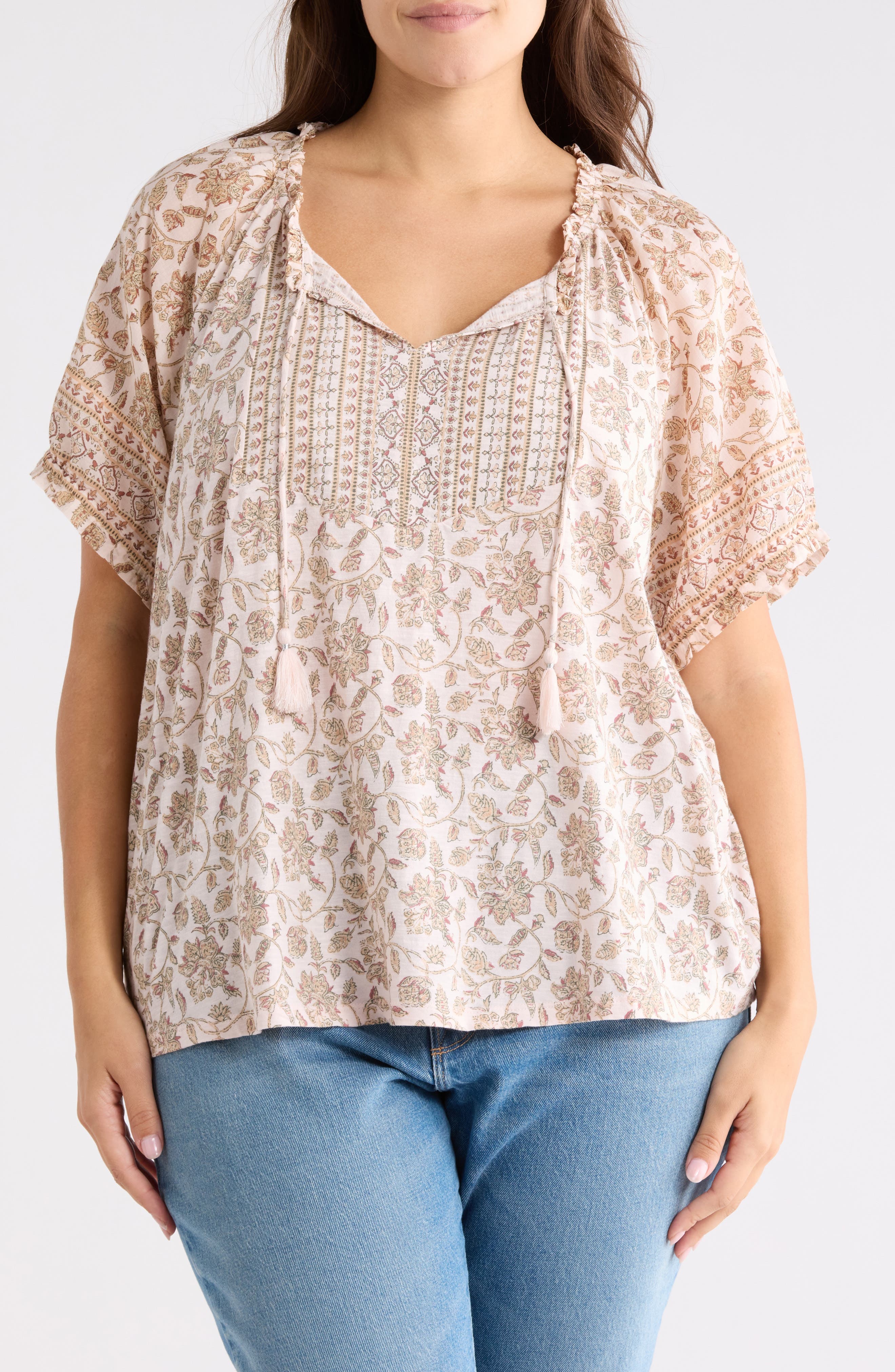Short Sleeve Split Neck Top - image 1