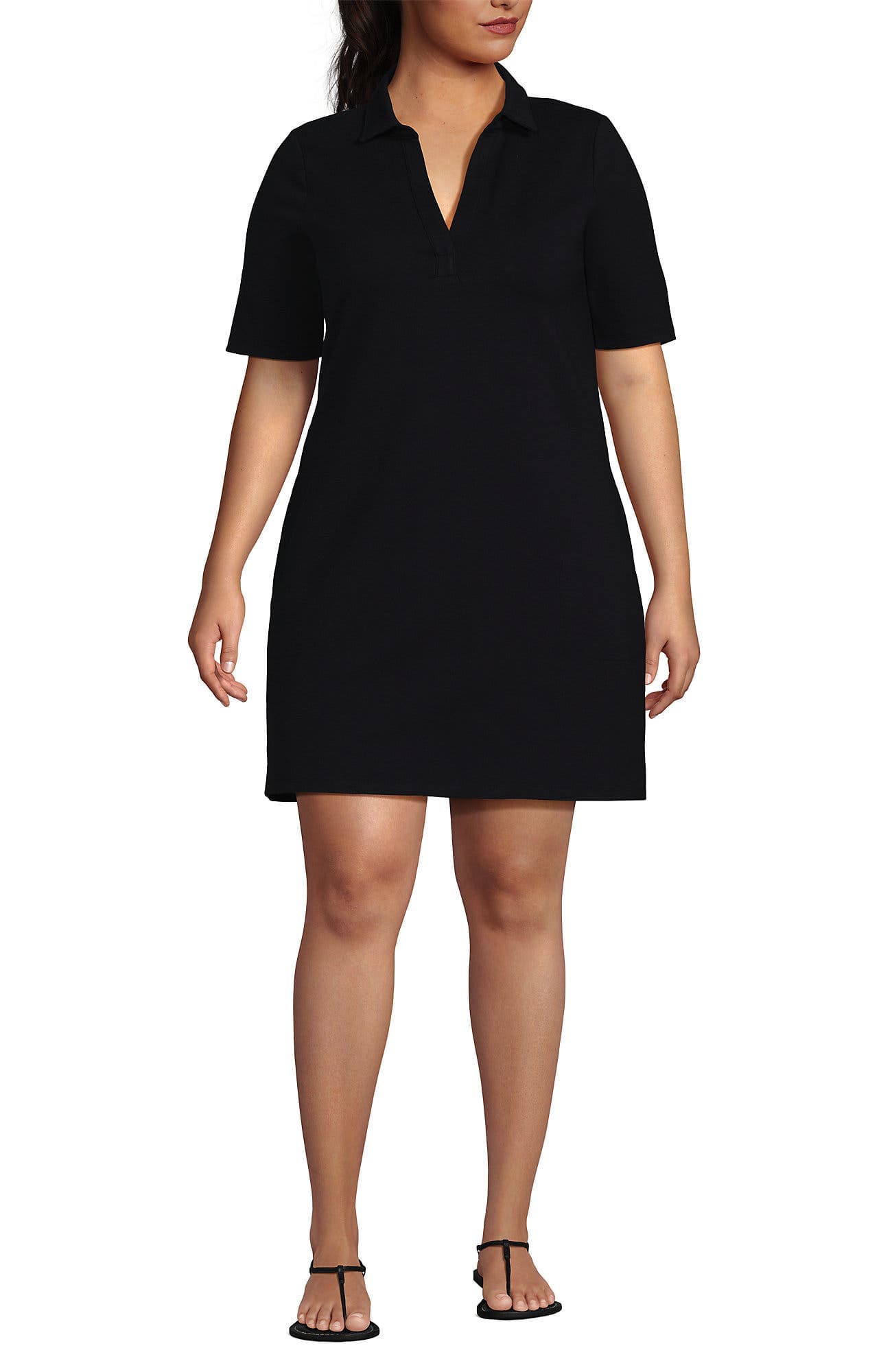 Plus Size Starfish Elbow Sleeve Polo Dress - image 1