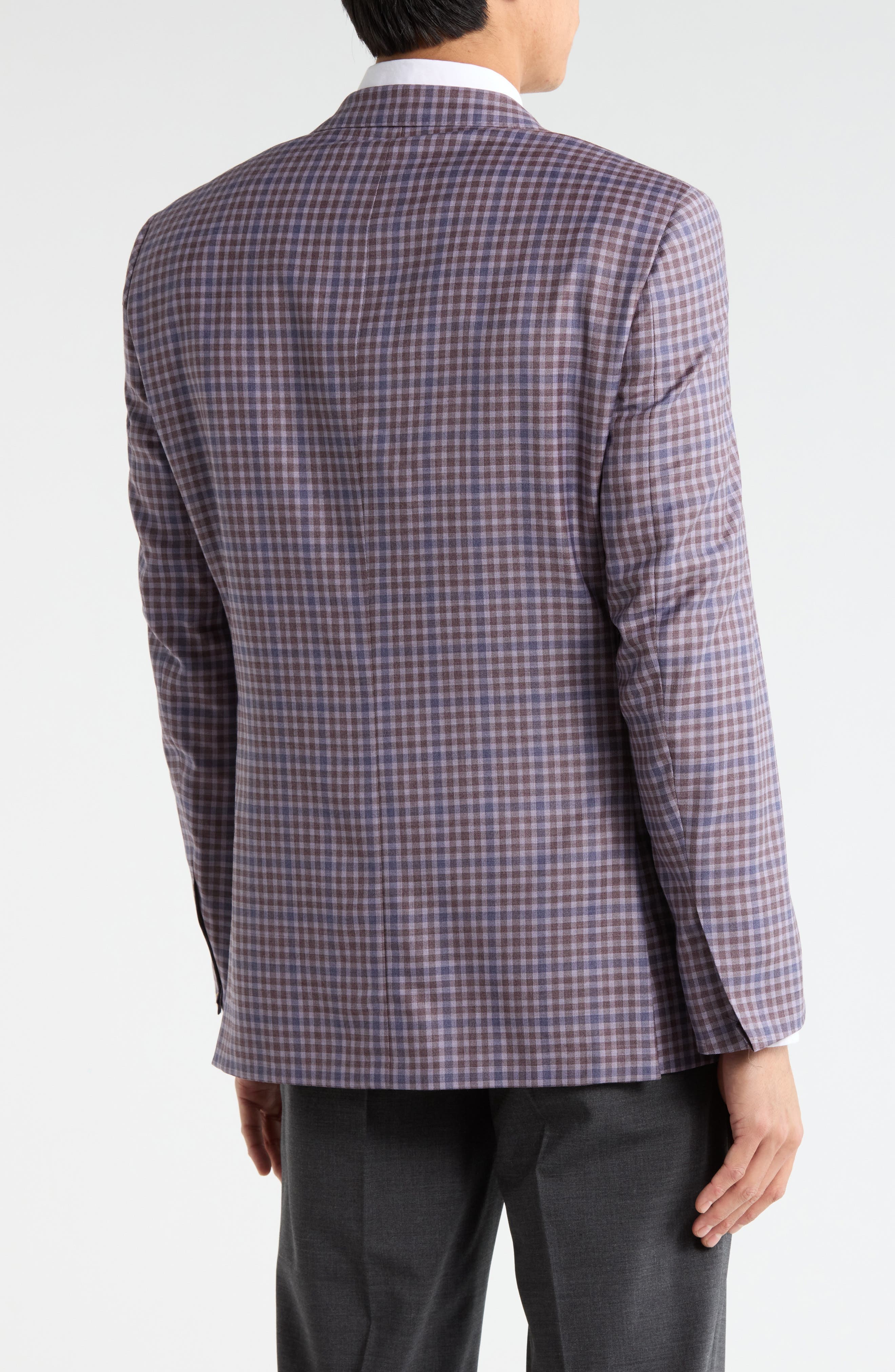 Purple Check Super 130s Wool Suit Sport Coat - image 2