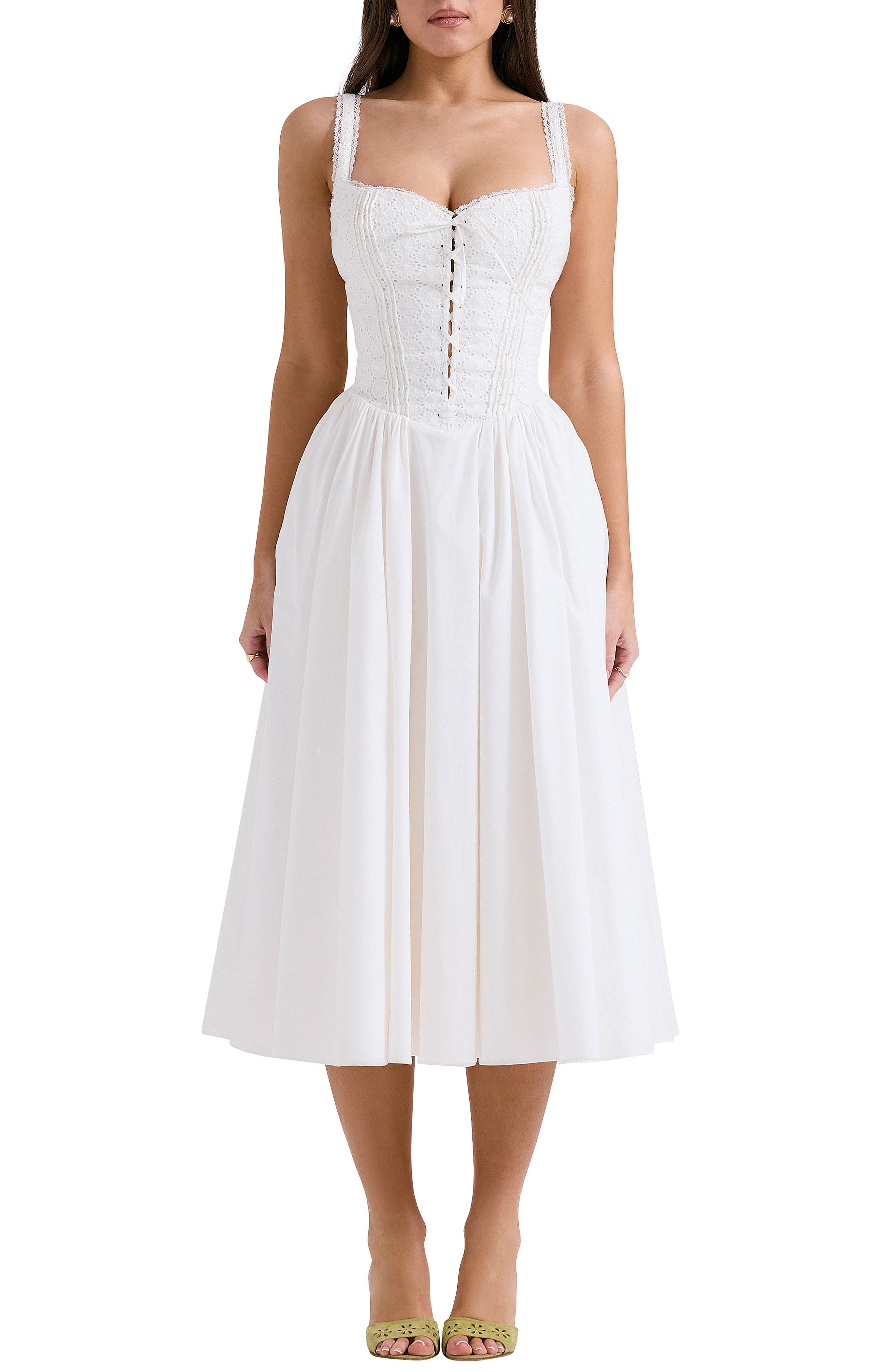 Milia Lace Up Corset Midi Dress - image 1