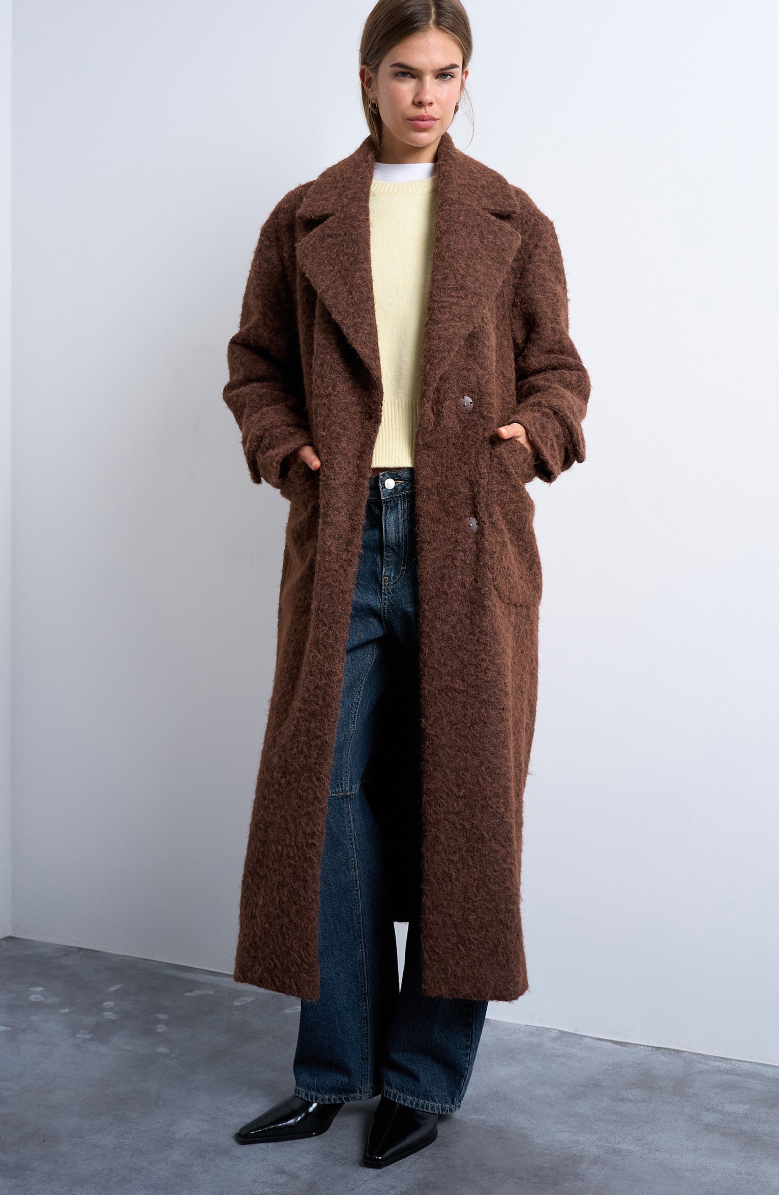 Chuck On Faux Shearling Longline Coat - image 1
