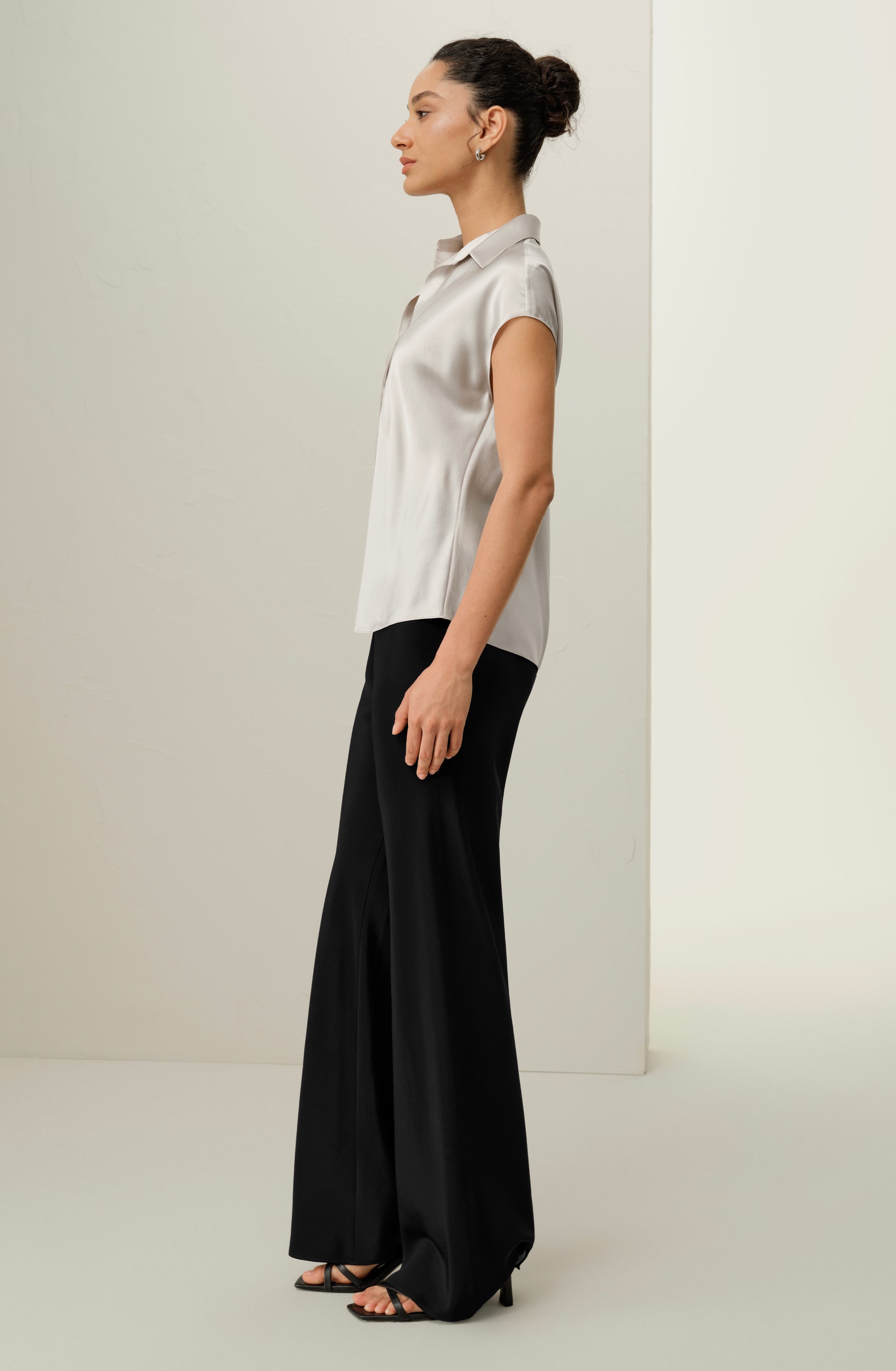 Bias Cut Cap-Sleeve Silk Shirt - image 4