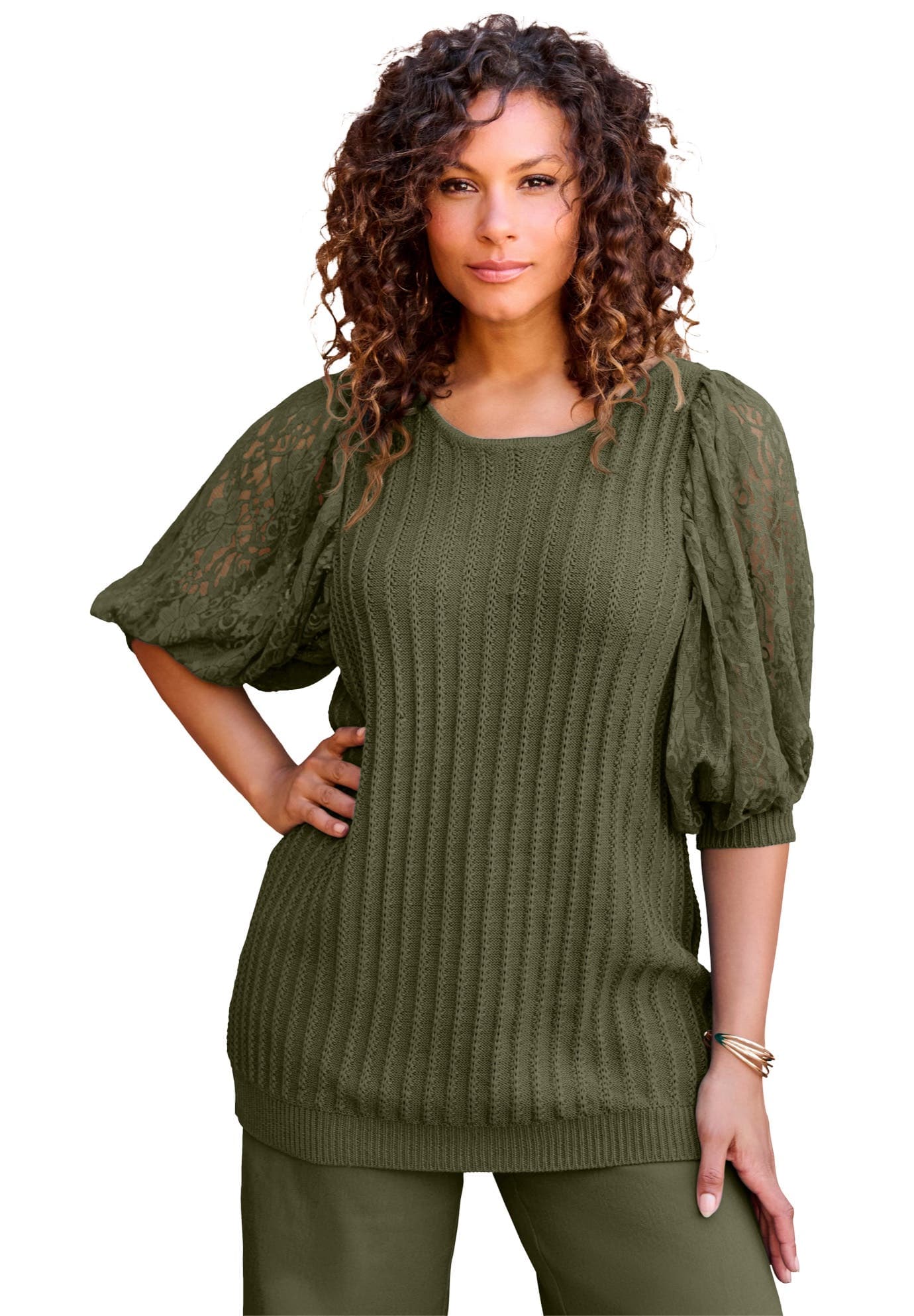 Lace Sleeve Sweater - image 3