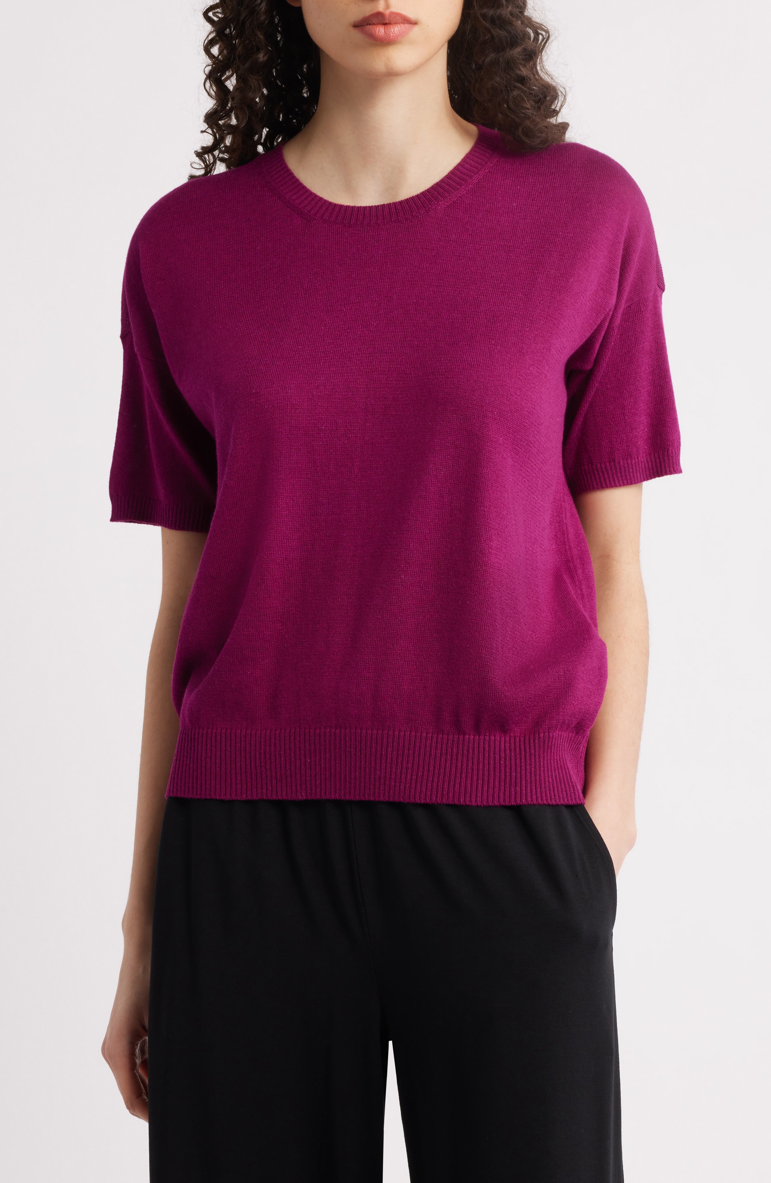 Short Sleeve Organic Cotton Blend Sweater - image 3