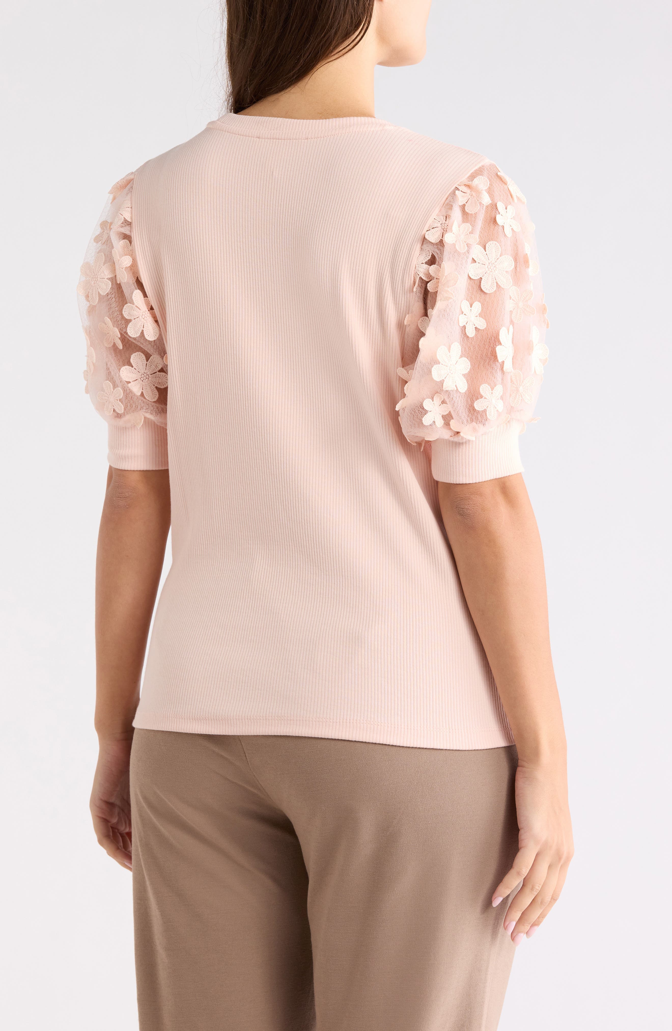 Embroidered Puff Sleeve Top - image 4
