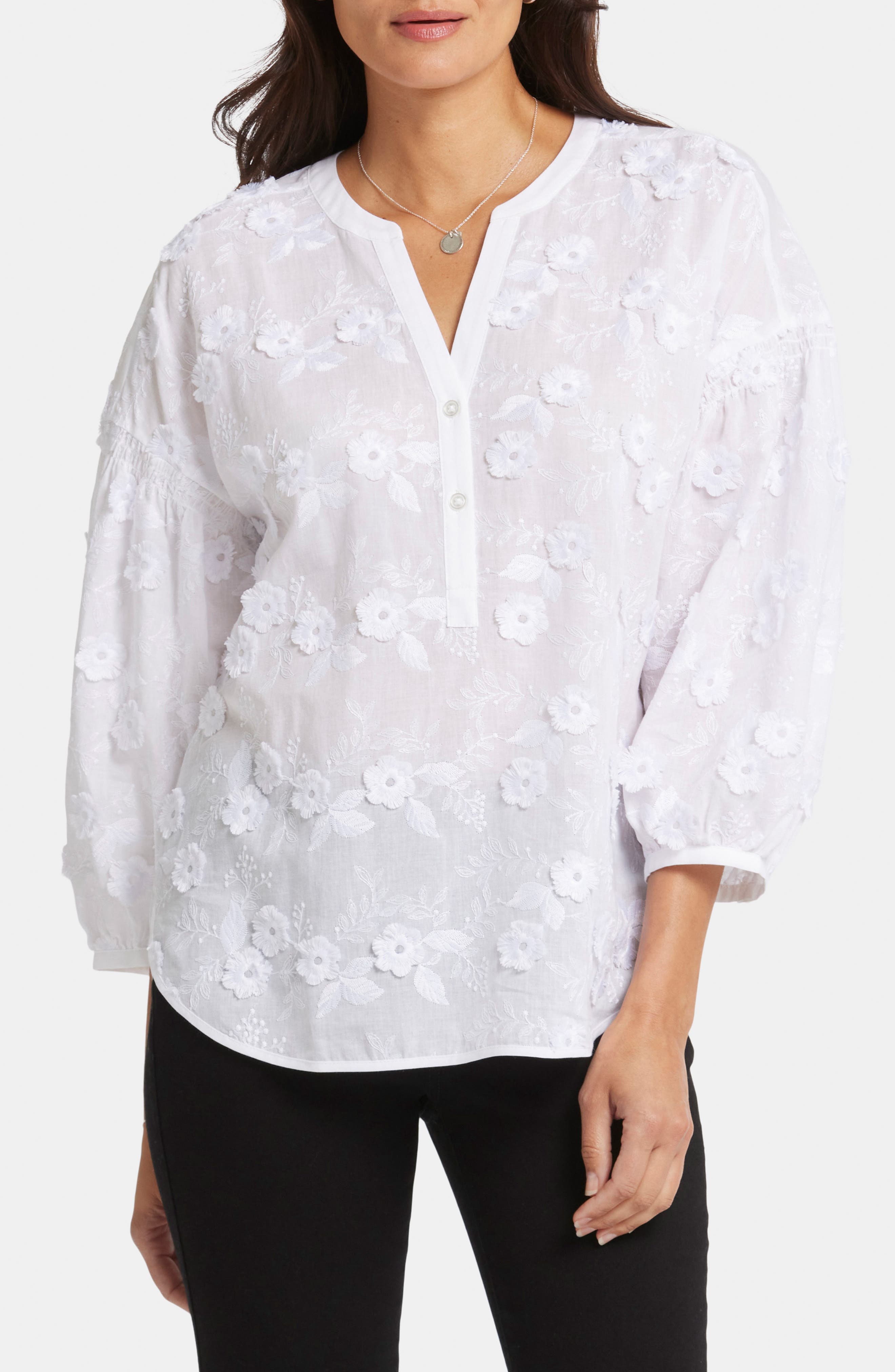 Paulina Floral Embroidered Peasant Top - image 1