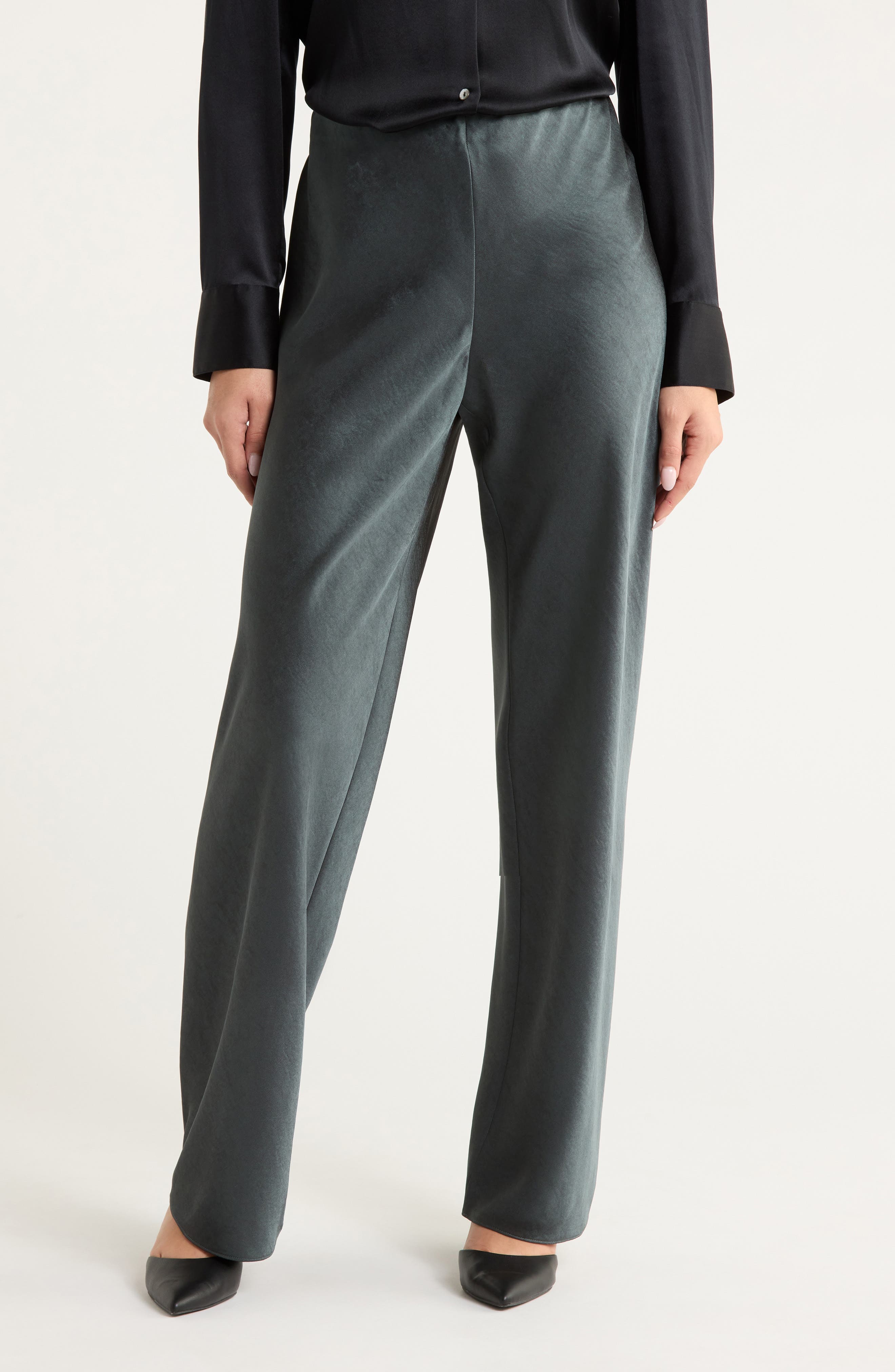 Colette High Waist Fluid Satin Bias Pants - image 3