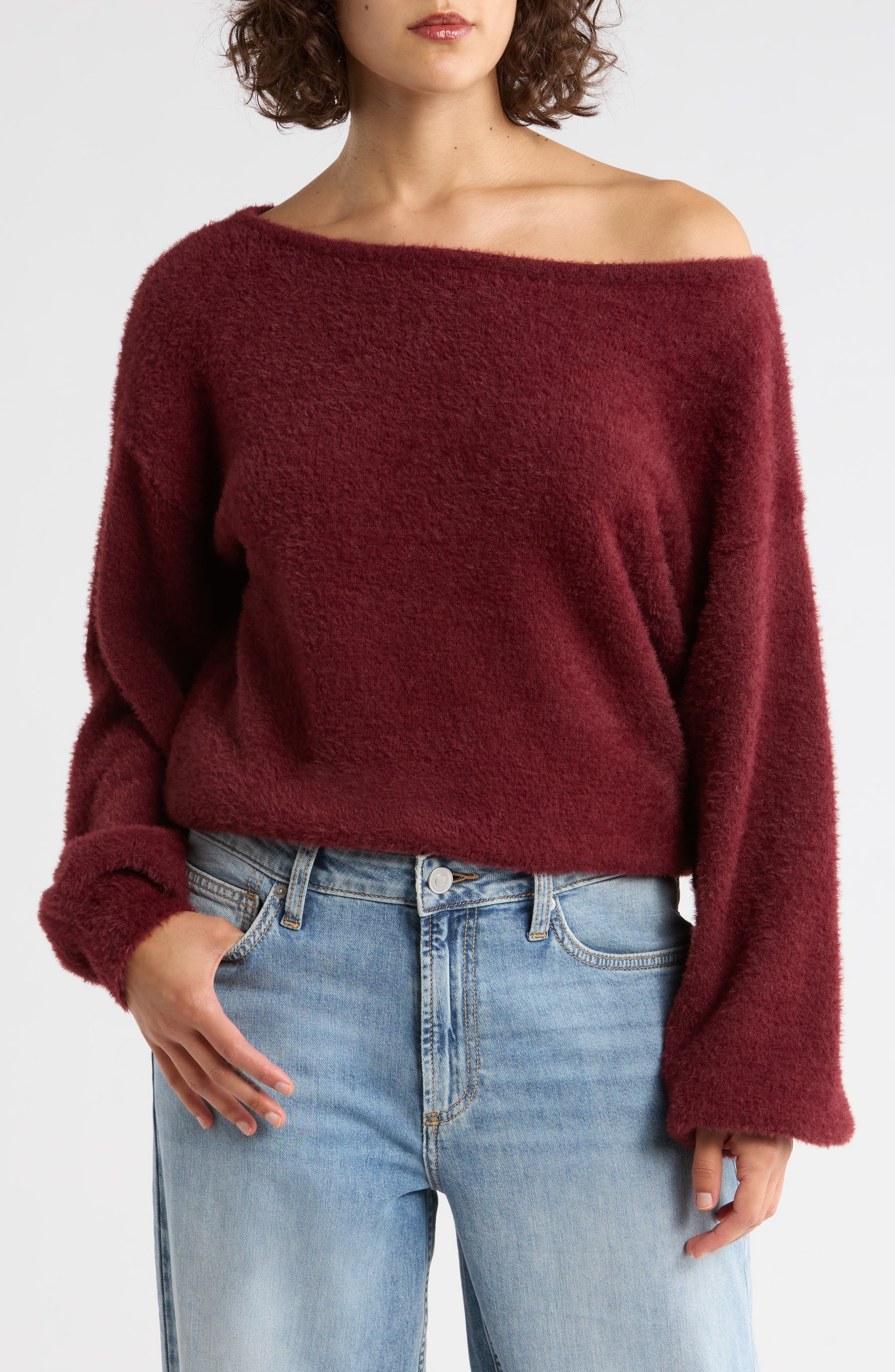 Eyelash Knit Off-the-Shoulder Sweater - image 3