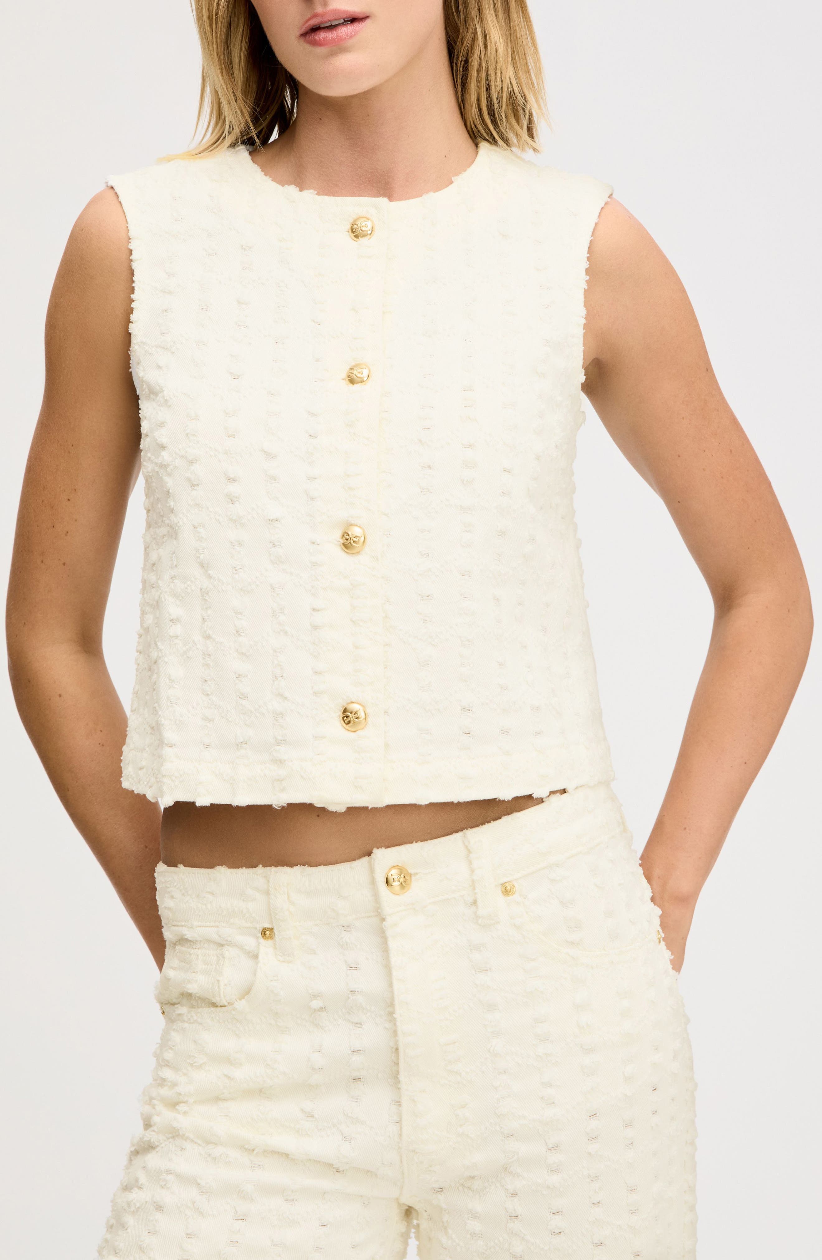 Sleeveless Distressed Denim Crop Top - image 1