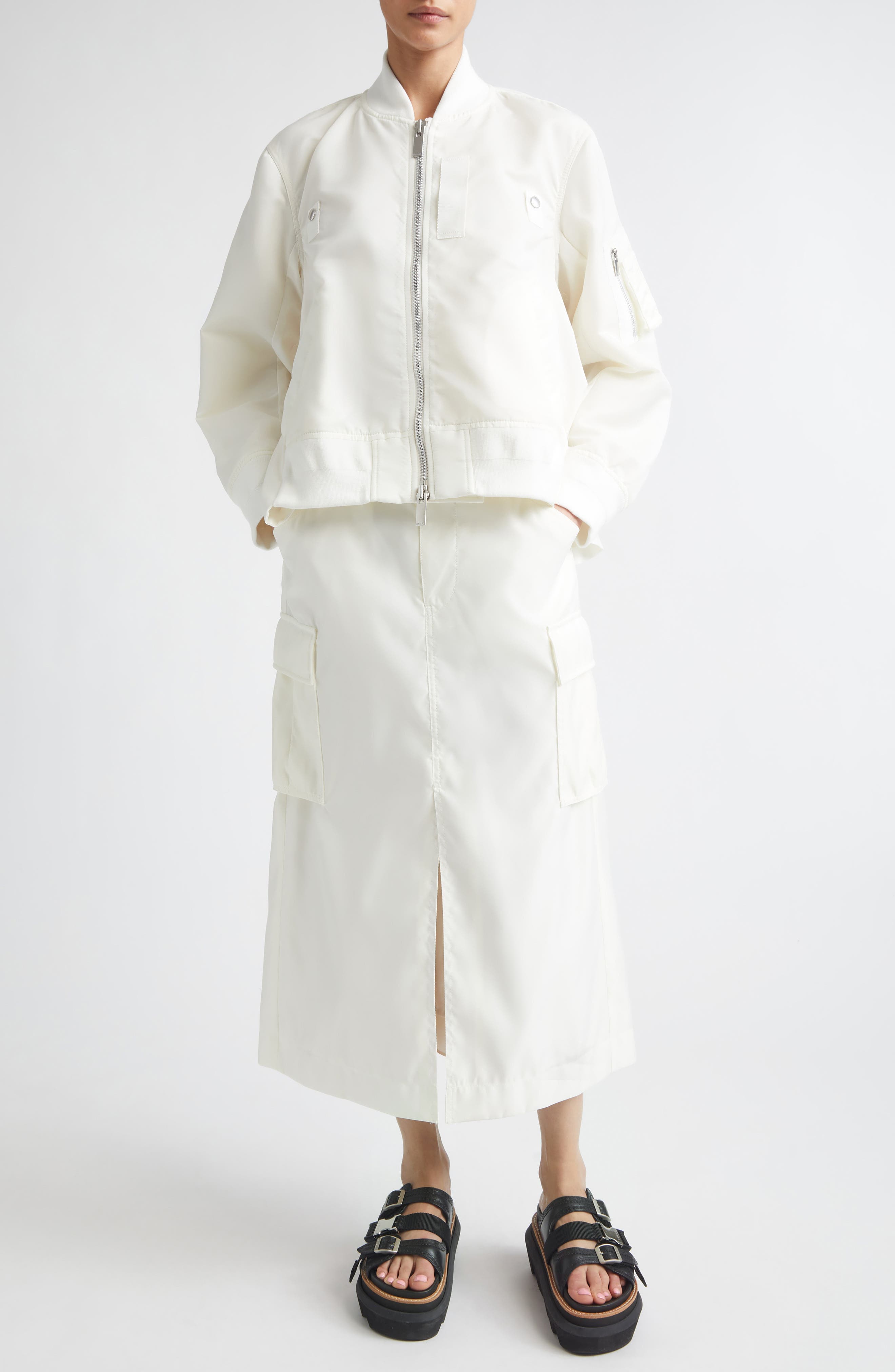 Mixed Media Nylon Twill & Wool Bomber Jacket - image 4