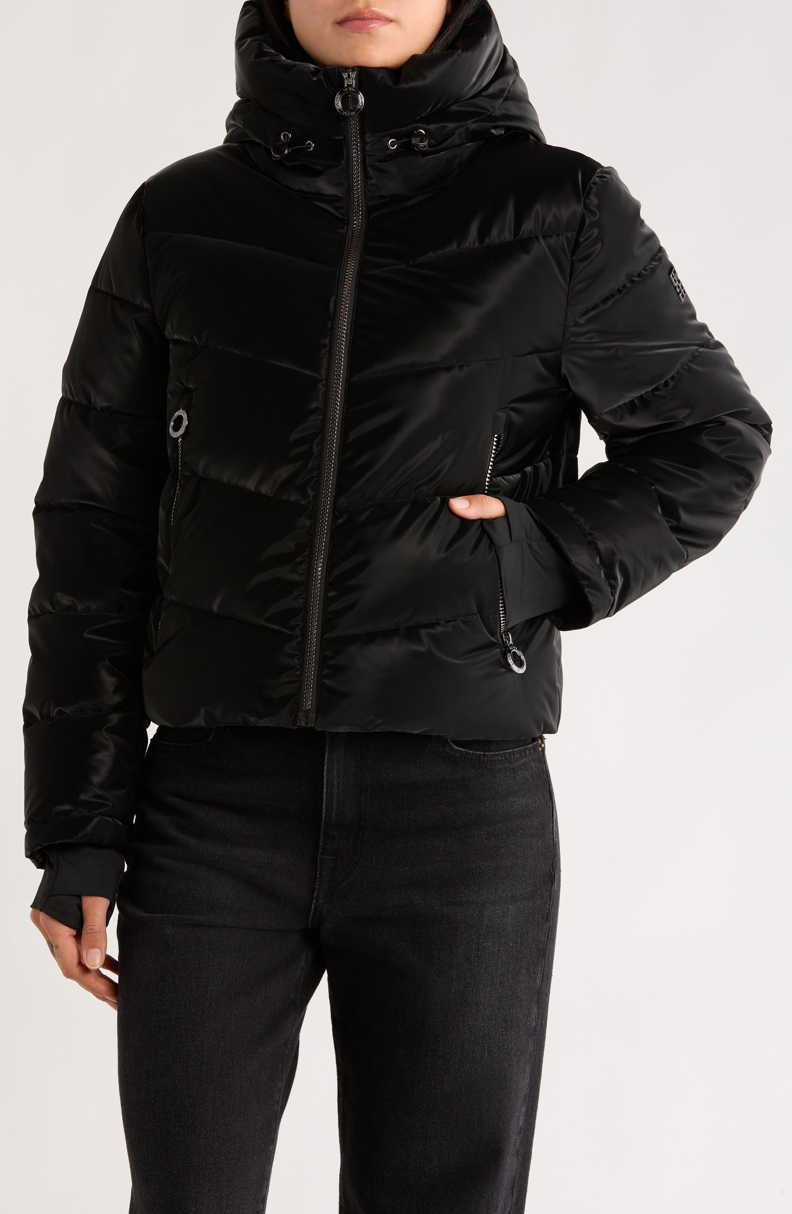 Hooded Faux Fur Lined Water Resistant Puffer Jacket - image 1