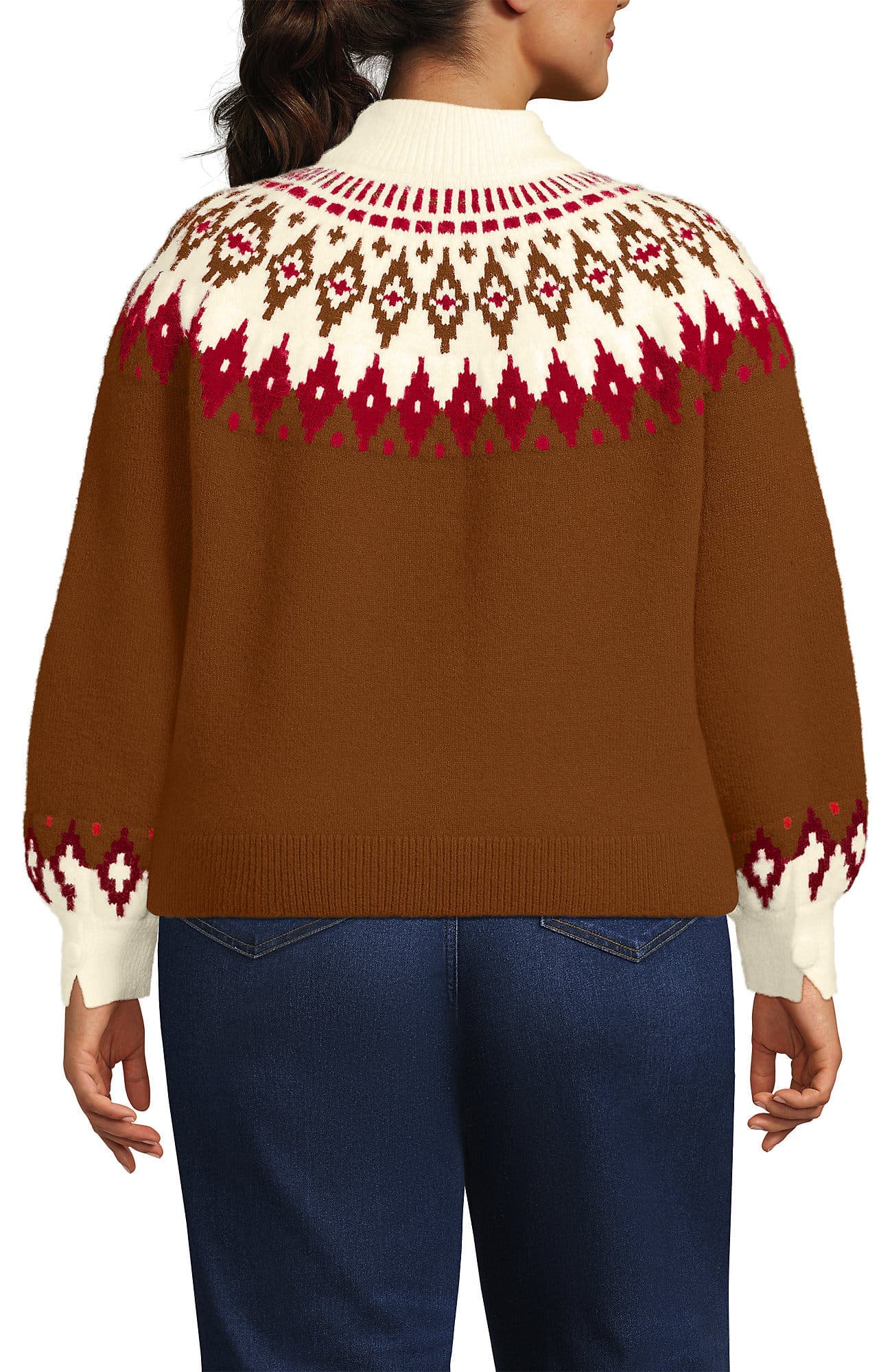 Plus Size Fuzzy Turtleneck Lantern Sleeve Sweater - image 2