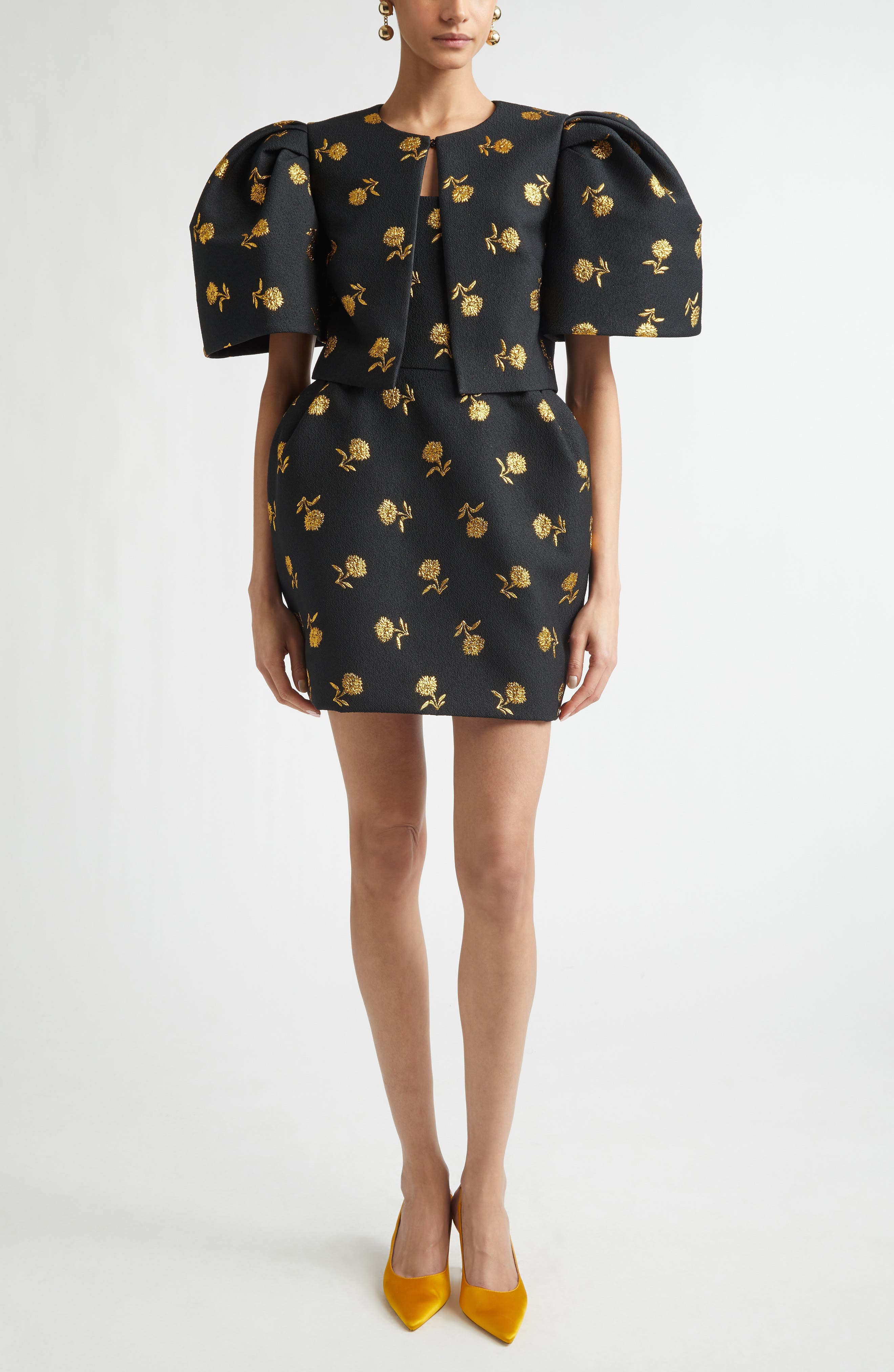 Carnation Metallic Brocade Bell Shape Minidress - image 2