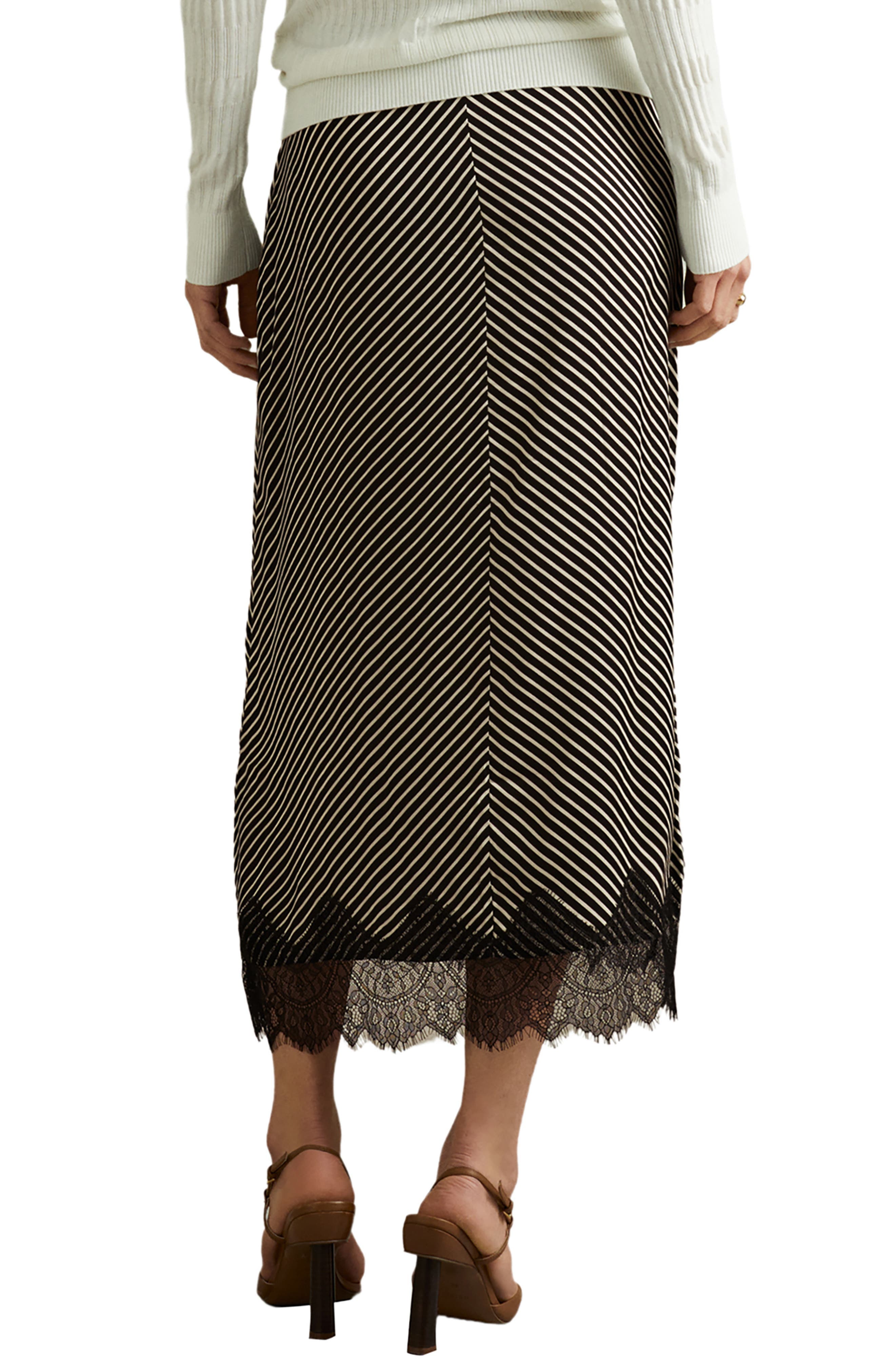 Ivy Stripe Lace Trim Midi Skirt - image 2