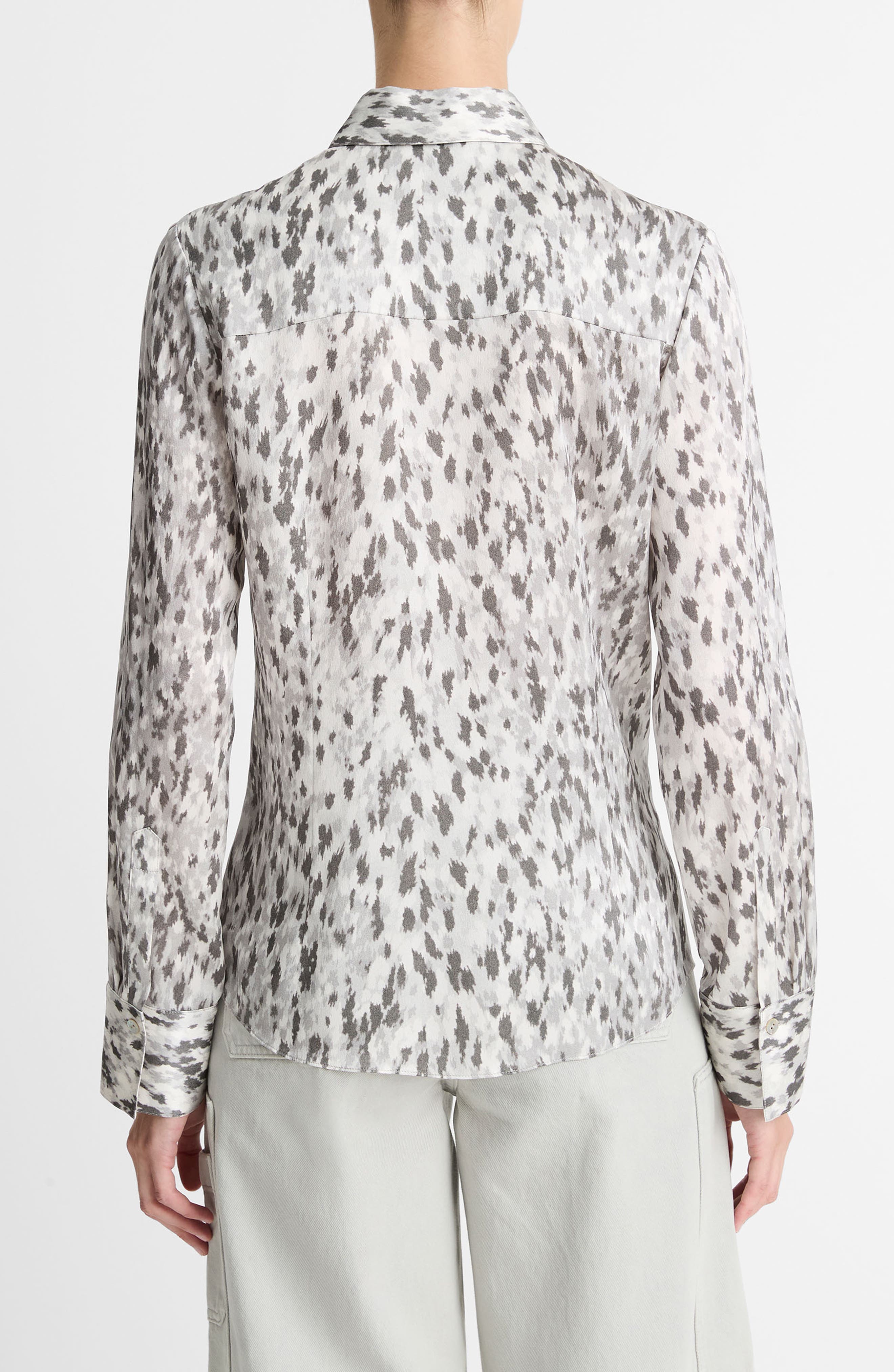 Abstract Print Silk Button-Up Shirt - image 2