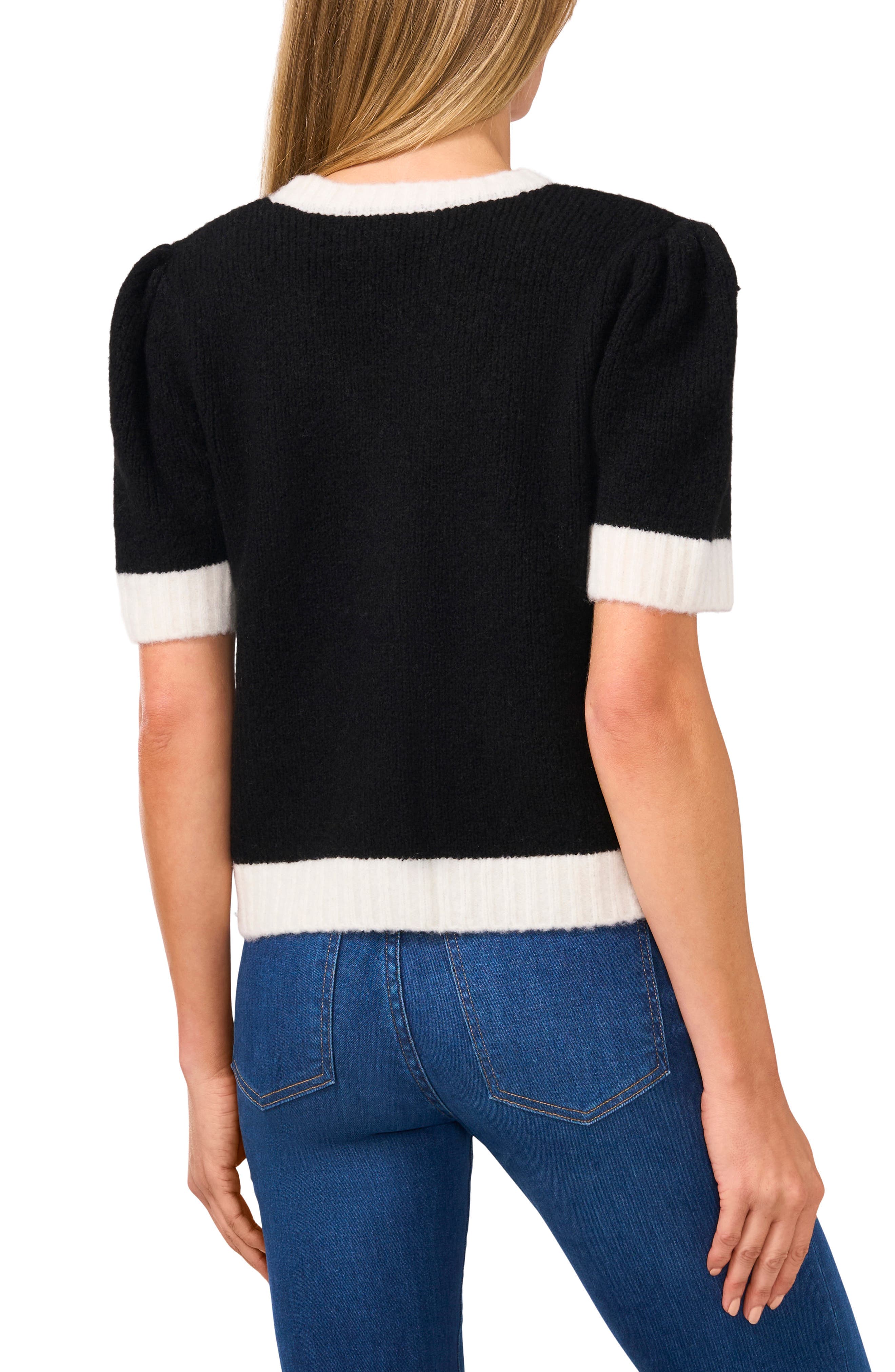 Contrast Trim Short Sleeve Cardigan - image 2