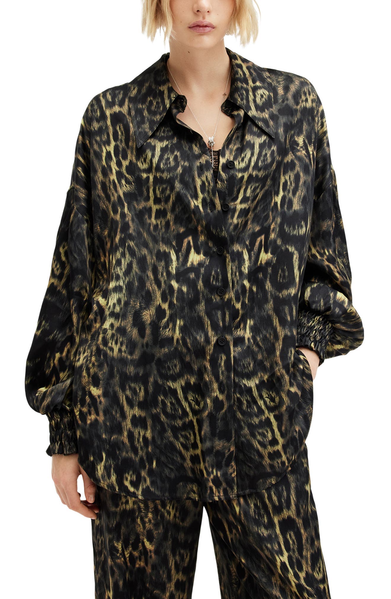 Charli Relaxed Fit Satin Button-Up Shirt - image 1