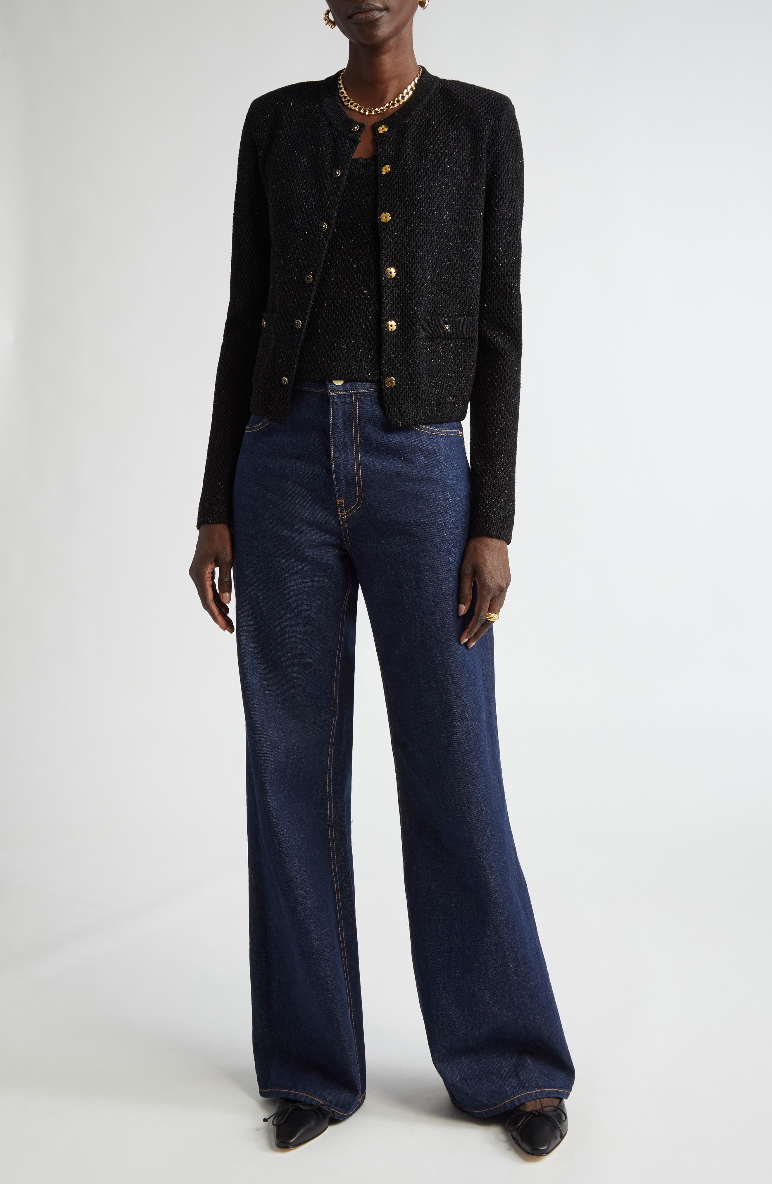 Microsequin Cotton Blend Cardigan - image 2