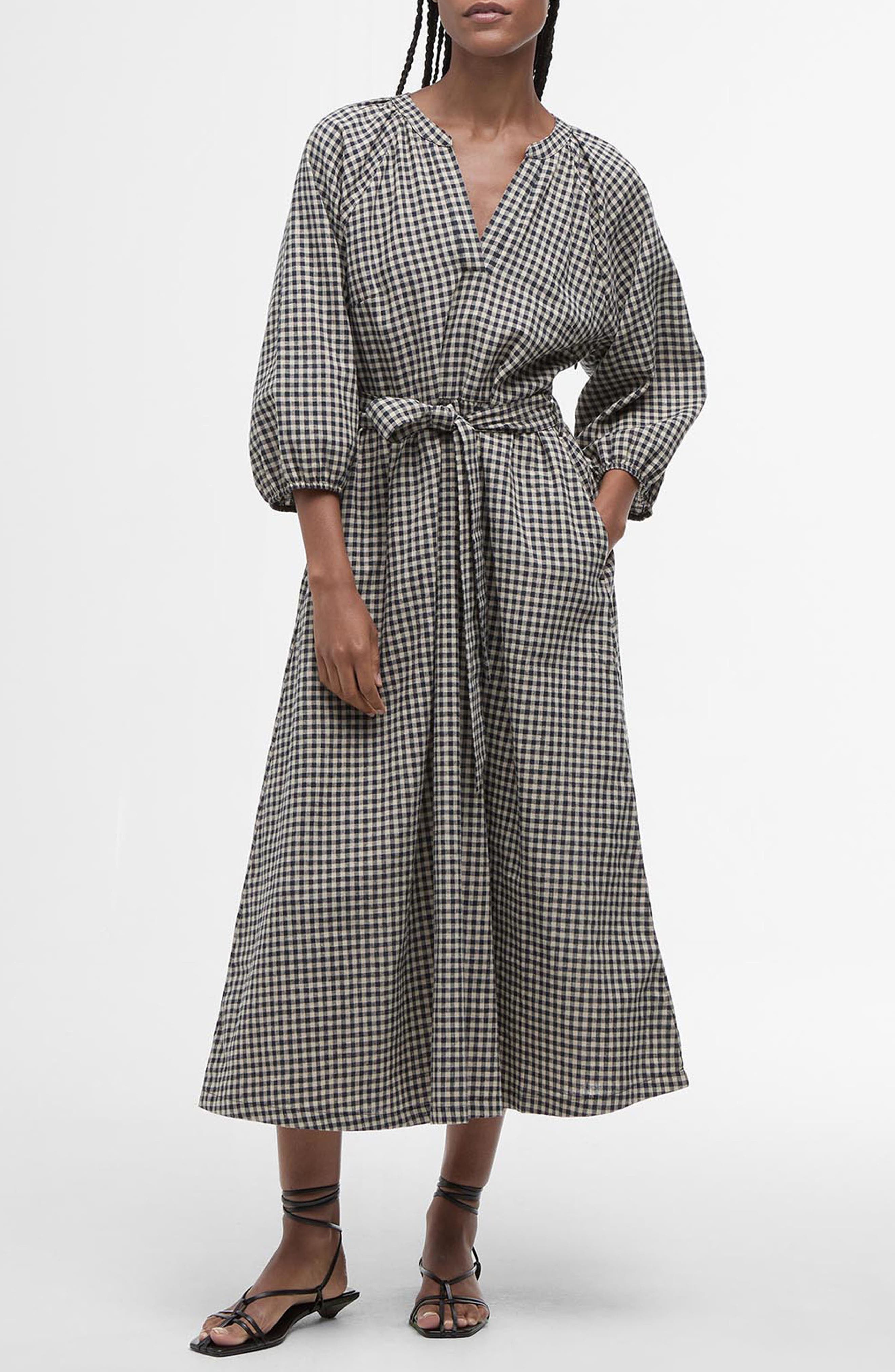 Suri Gingham Cotton & Linen Midi Dress - image 1