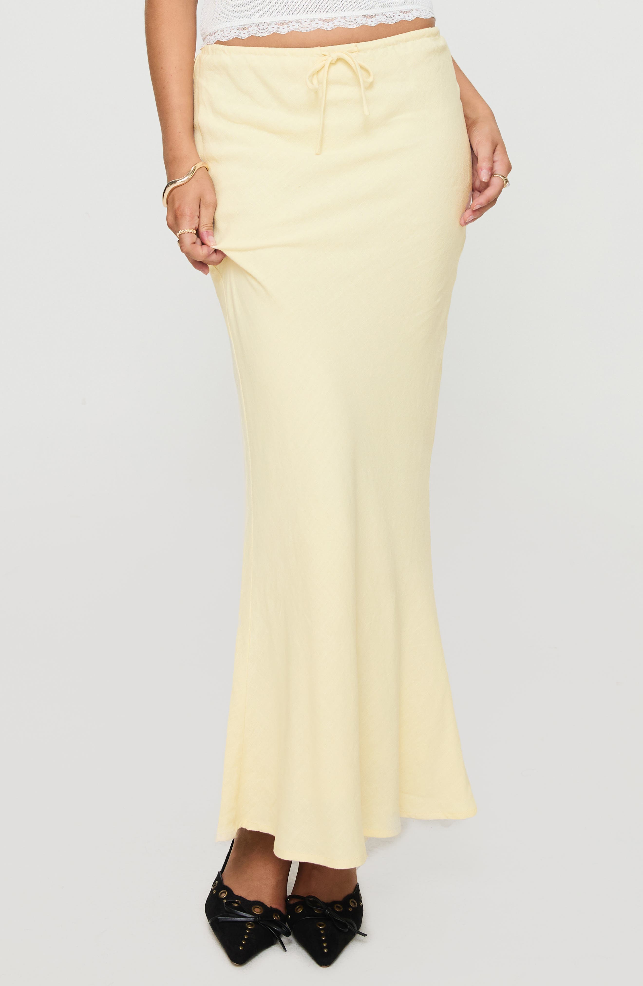 Mercer Linen Blend Drawstring Maxi Skirt - image 1