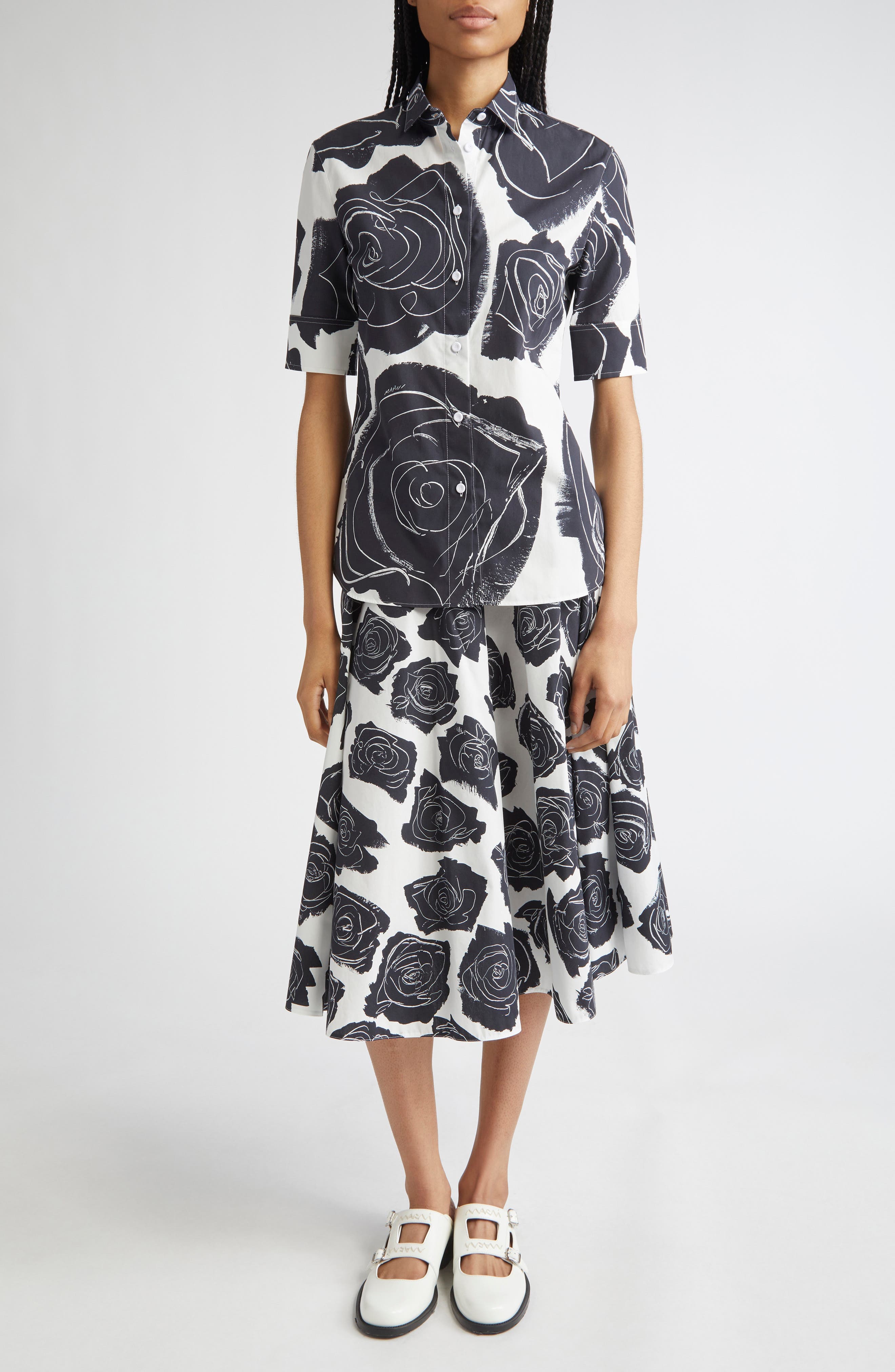 Rose Print Cotton Poplin Shirt - image 2