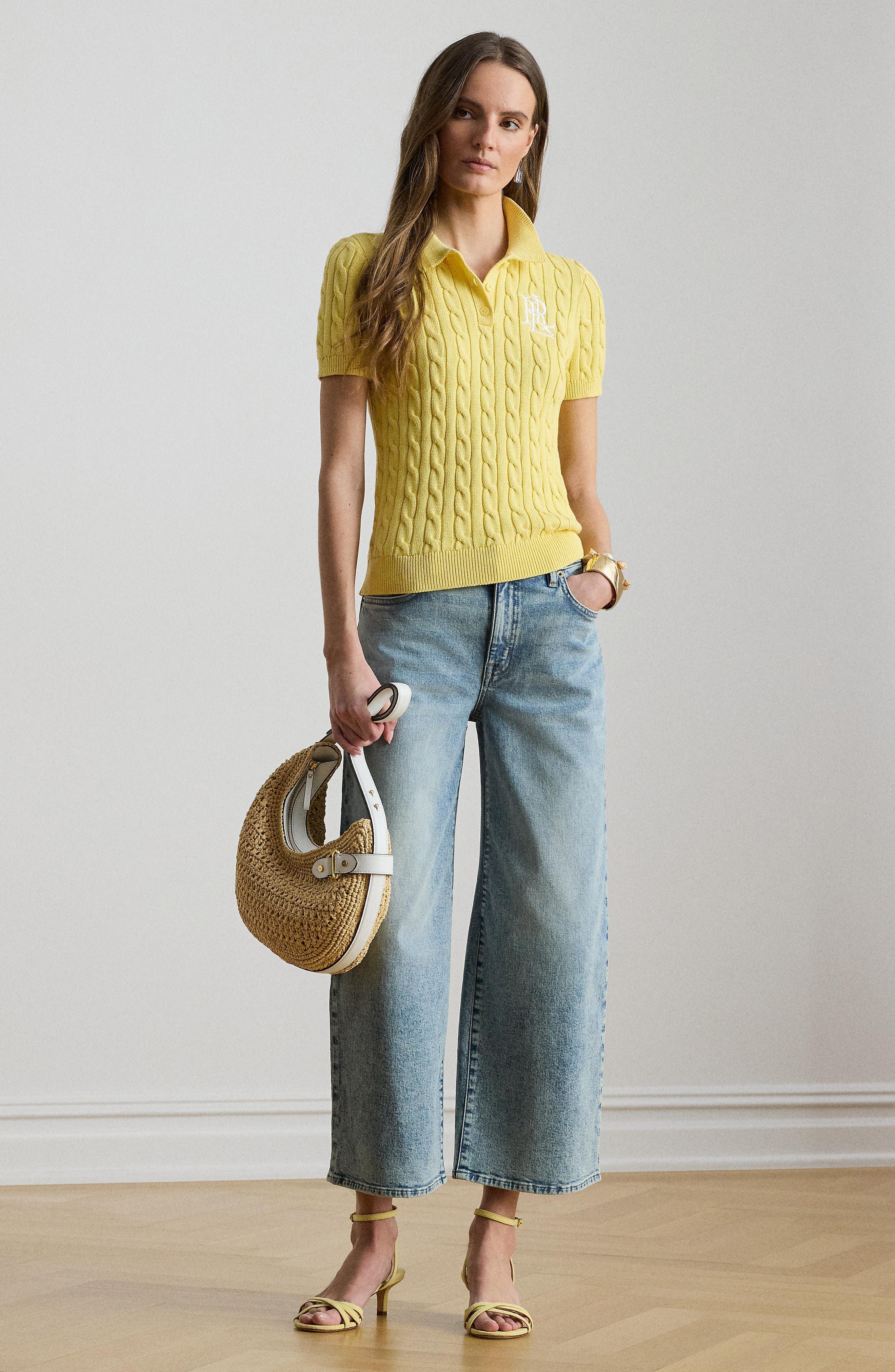 Natrissa Cable Stitch Cotton Polo Sweater - image 2