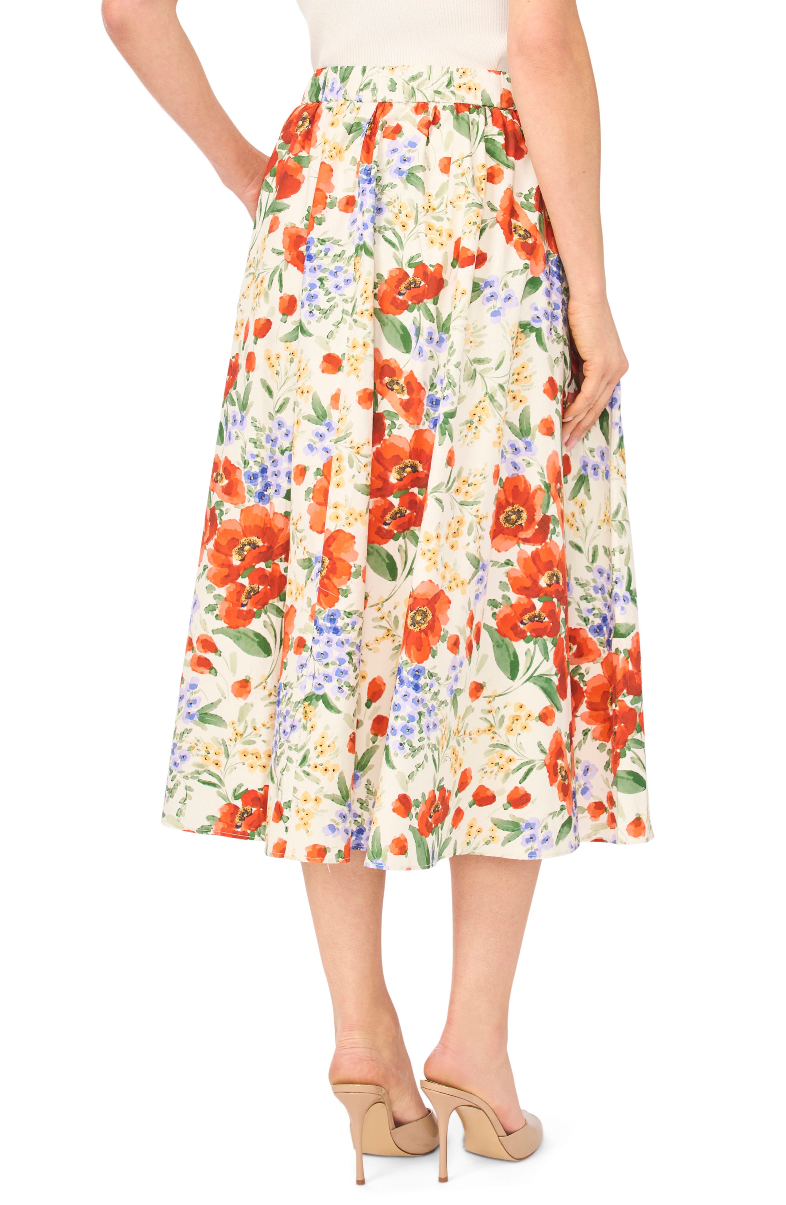 Mari Floral Print Gathered Midi Skirt - image 2
