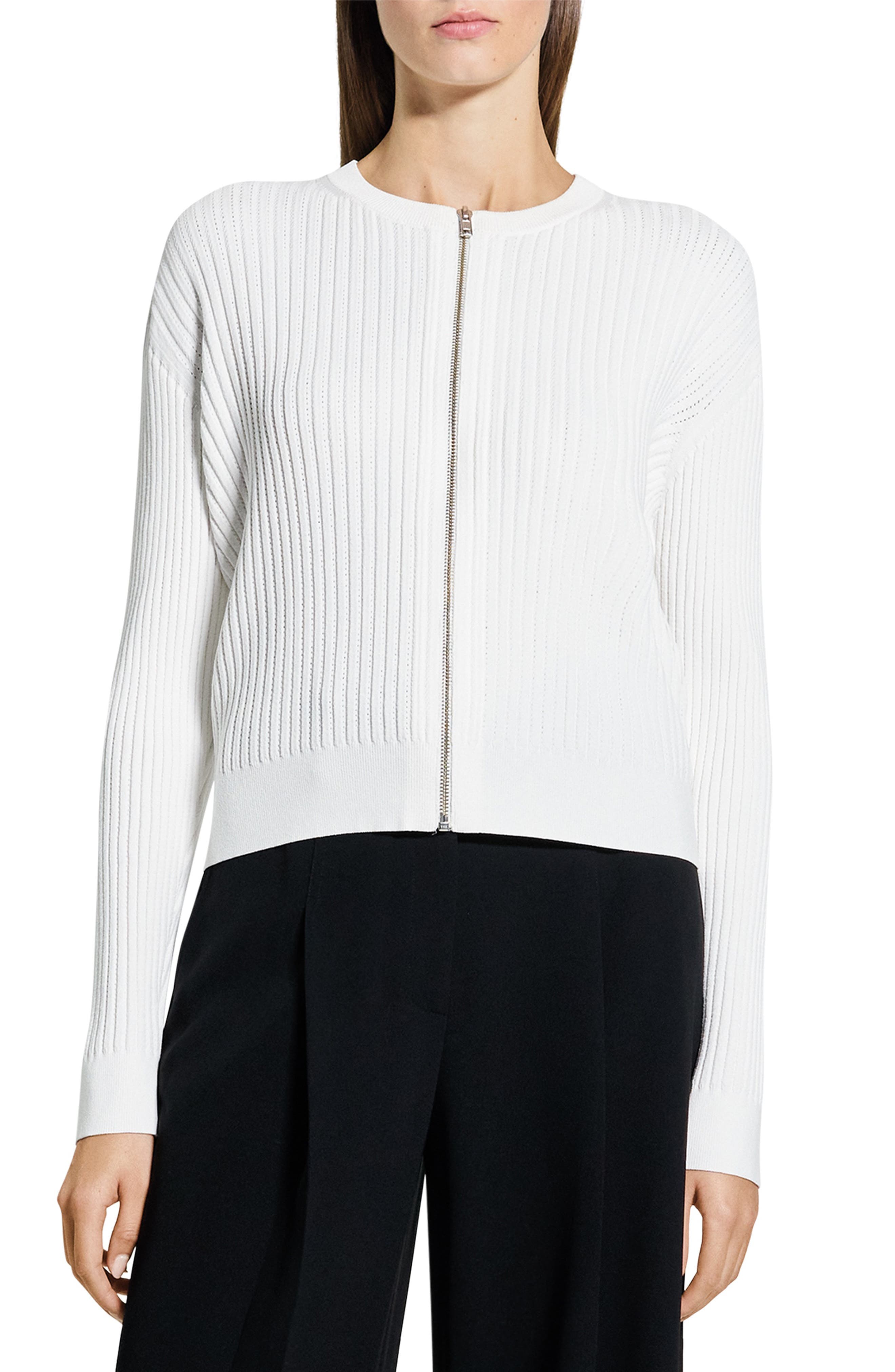 Pointelle Rib Zip Cardigan - image 1