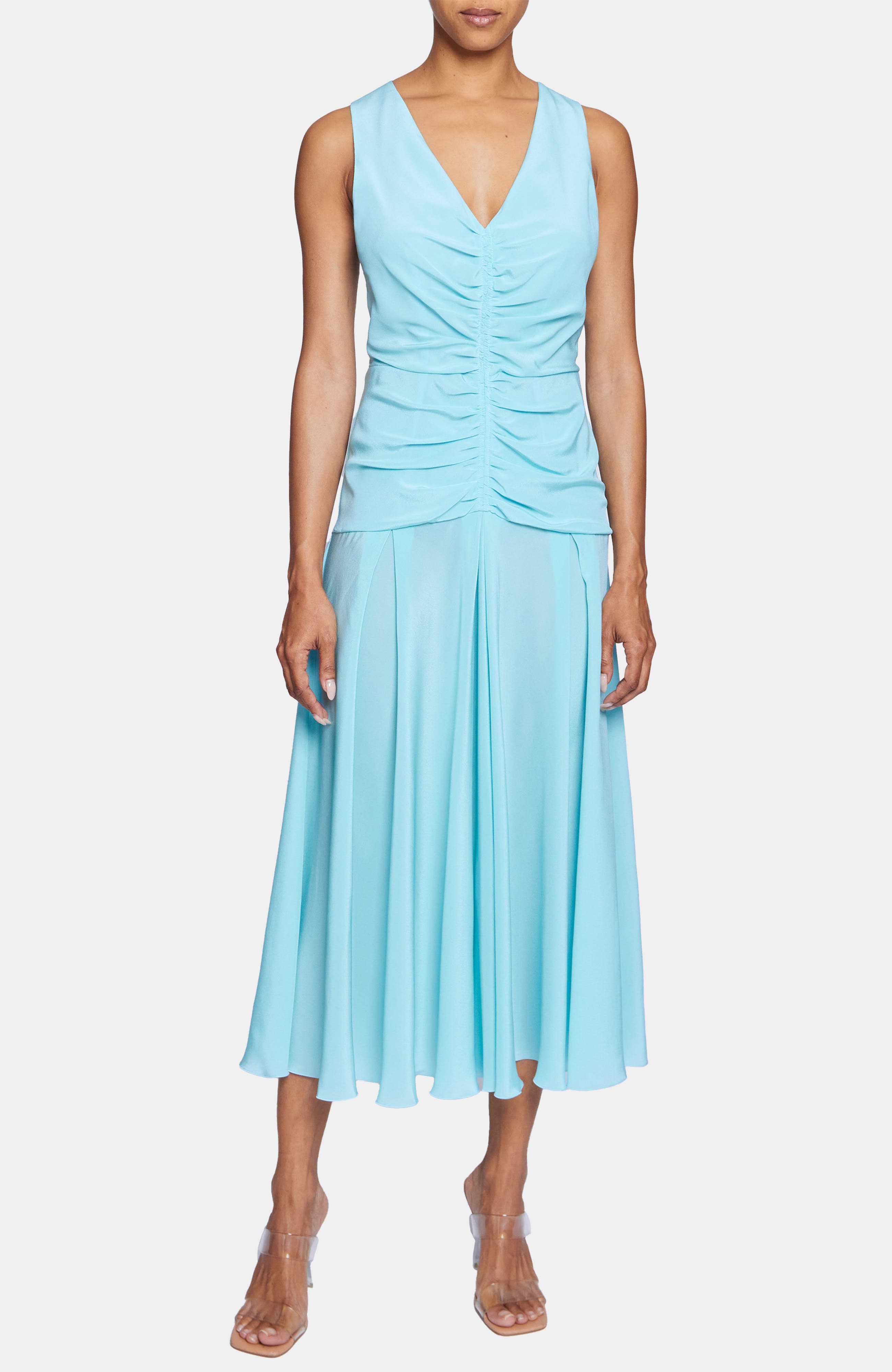 Eden Sleeveless Midi Dress in Silk Crepe de Chine - image 1