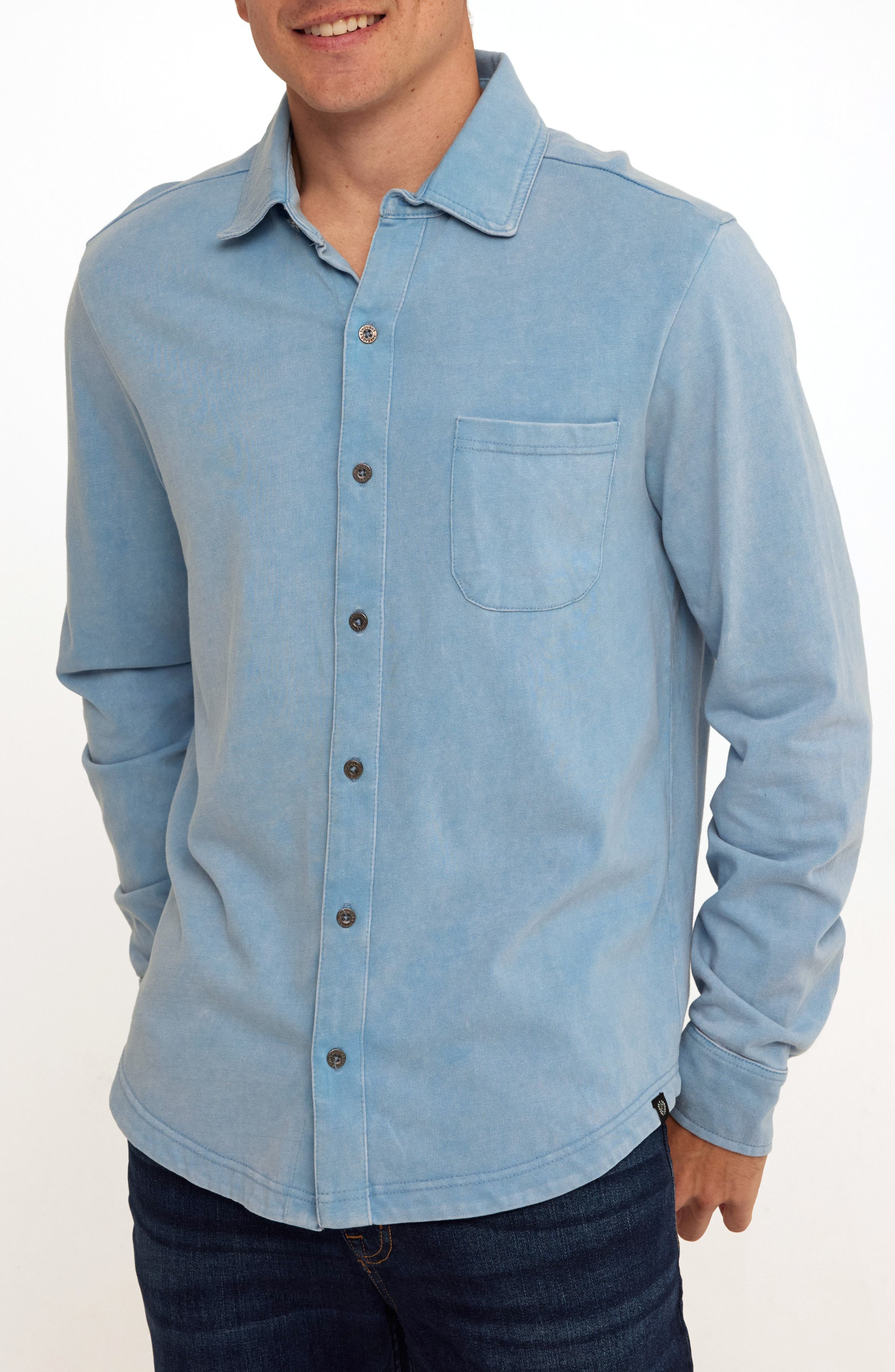 Dorain Mineral Wash Knit Button-Up Shirt - image 3