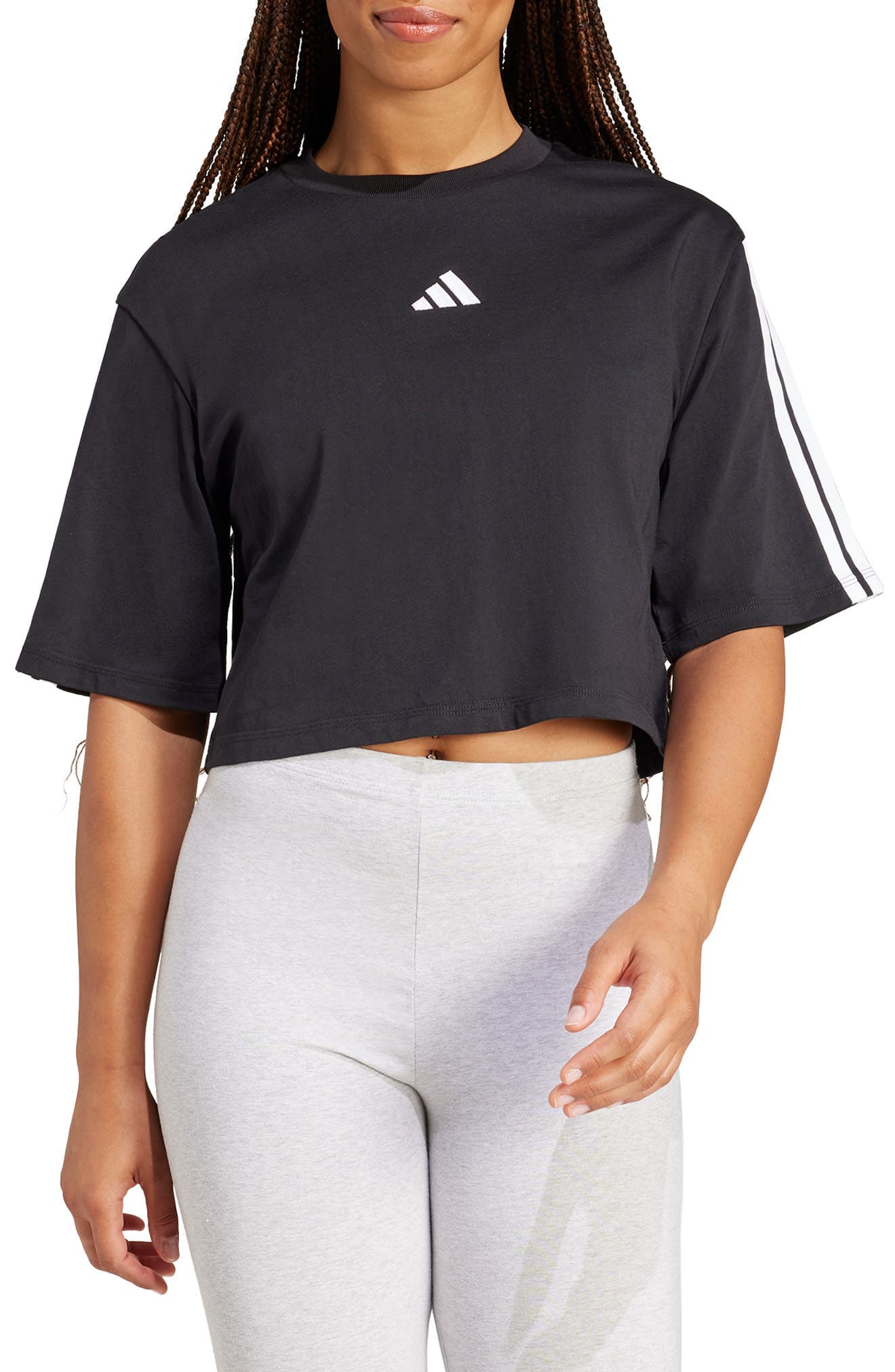 3-Stripes Cropped Cotton T-Shirt - image 1