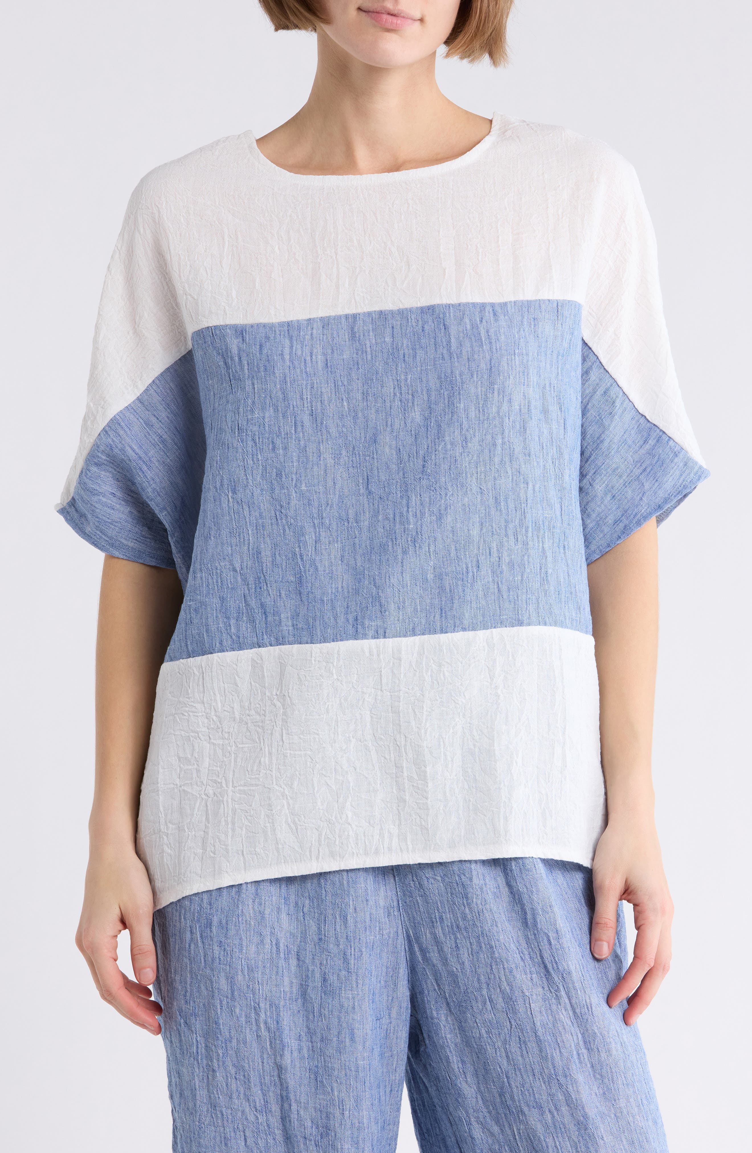 Colorblock Short Sleeve Cotton Top - image 3